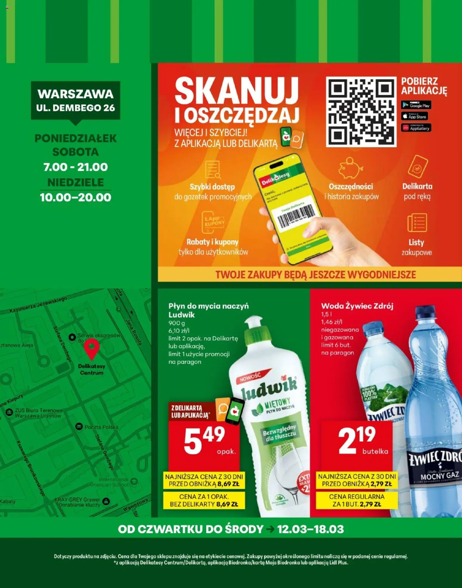 Delikatesy Centrum gazetka - Warszawa Dembego Otwarcie od 12.03.2026 | Strona: 4 | Produkty: Woda żywiec, Delikatesy, Woda, Płyn do mycia naczyń
