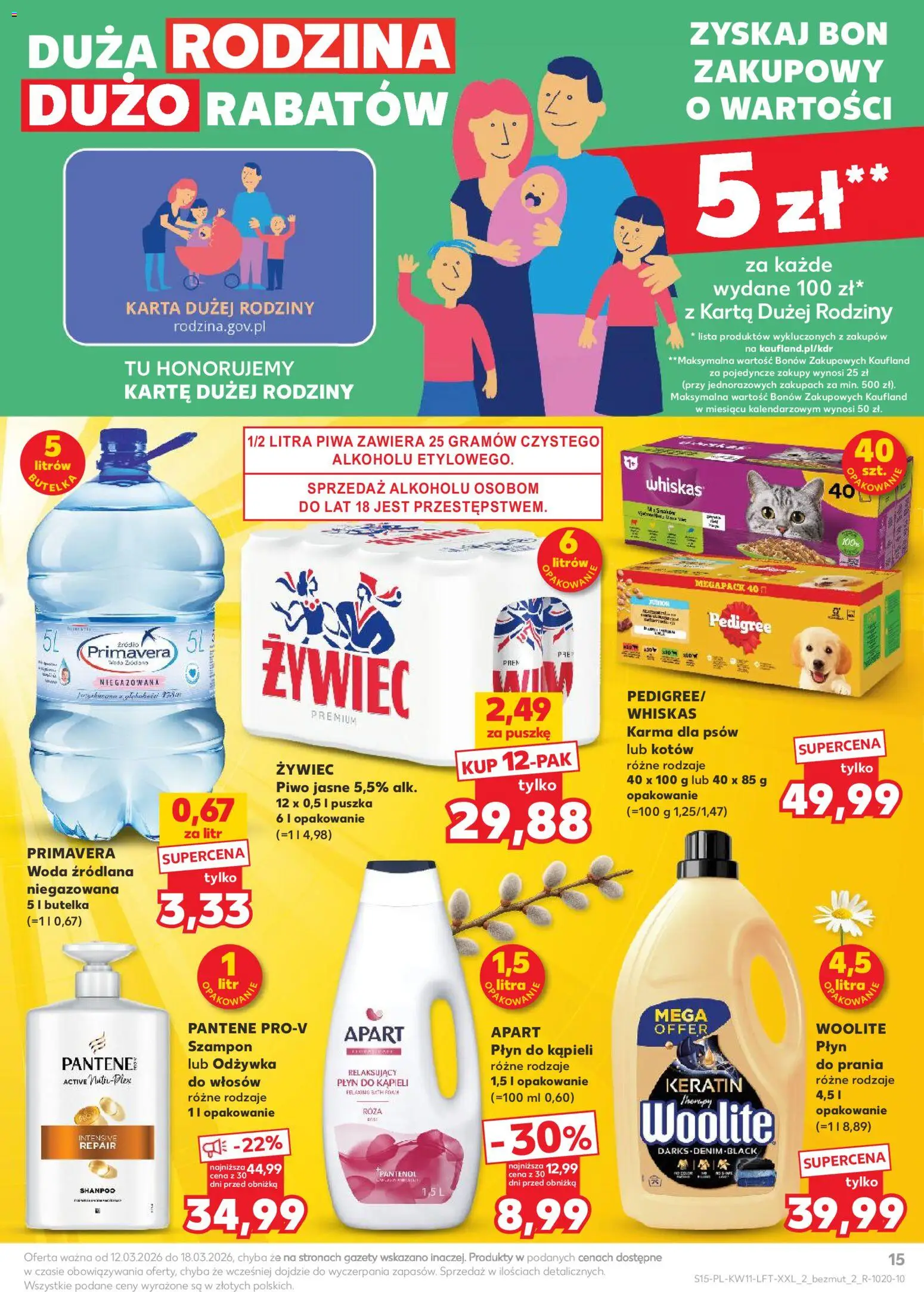 Kaufland gazetka od 12.03.2026 | Strona: 15 | Produkty: Karta, Pedigree, Szampon, Odżywka