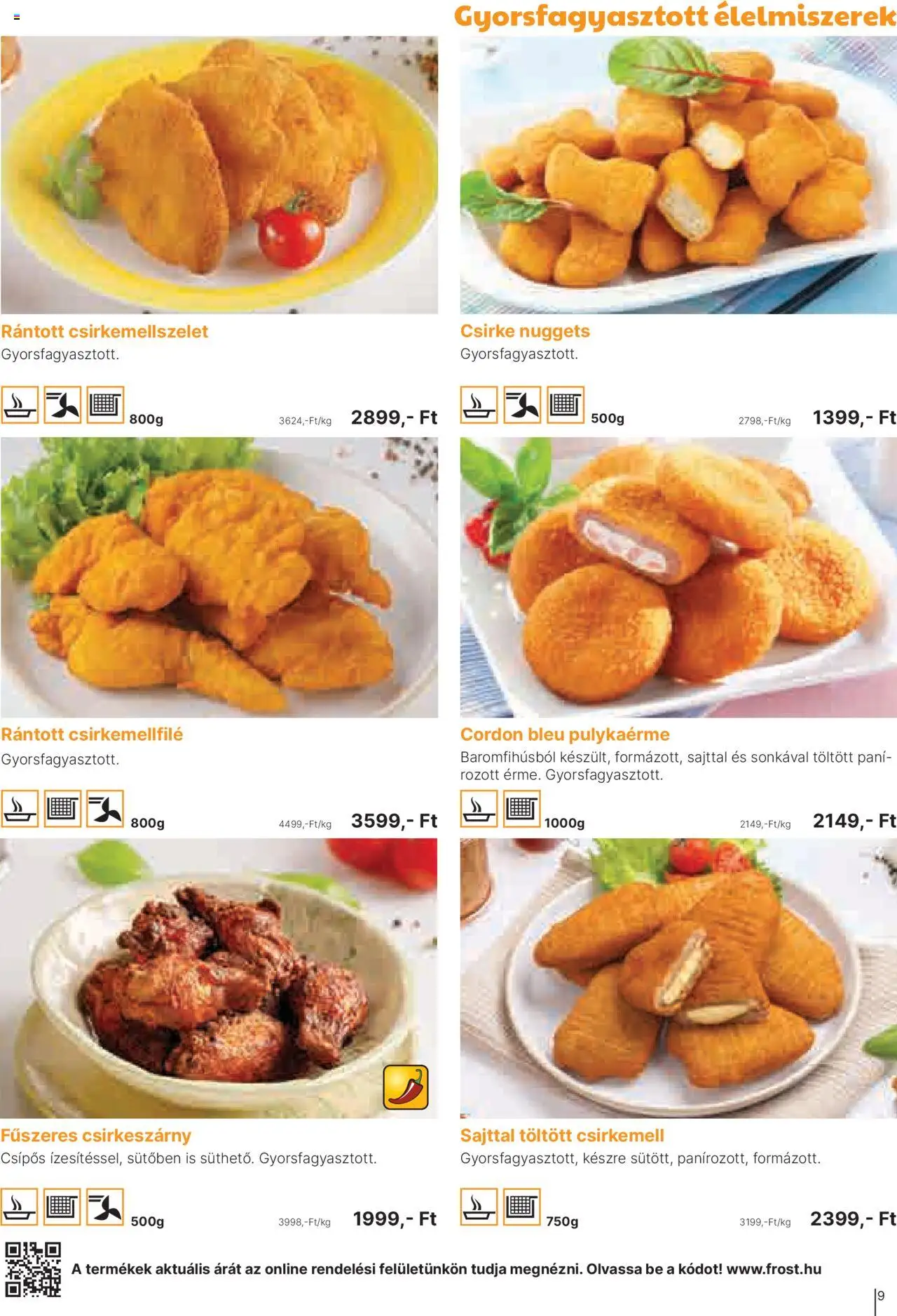 Family Frost akciós ujság - amely érvényes a következő dátumtól: 01.10.2025 | Oldal: 9 | Termékek: Cordon bleu, Fűszeres csirkeszárny, Nuggets, Csirkemell