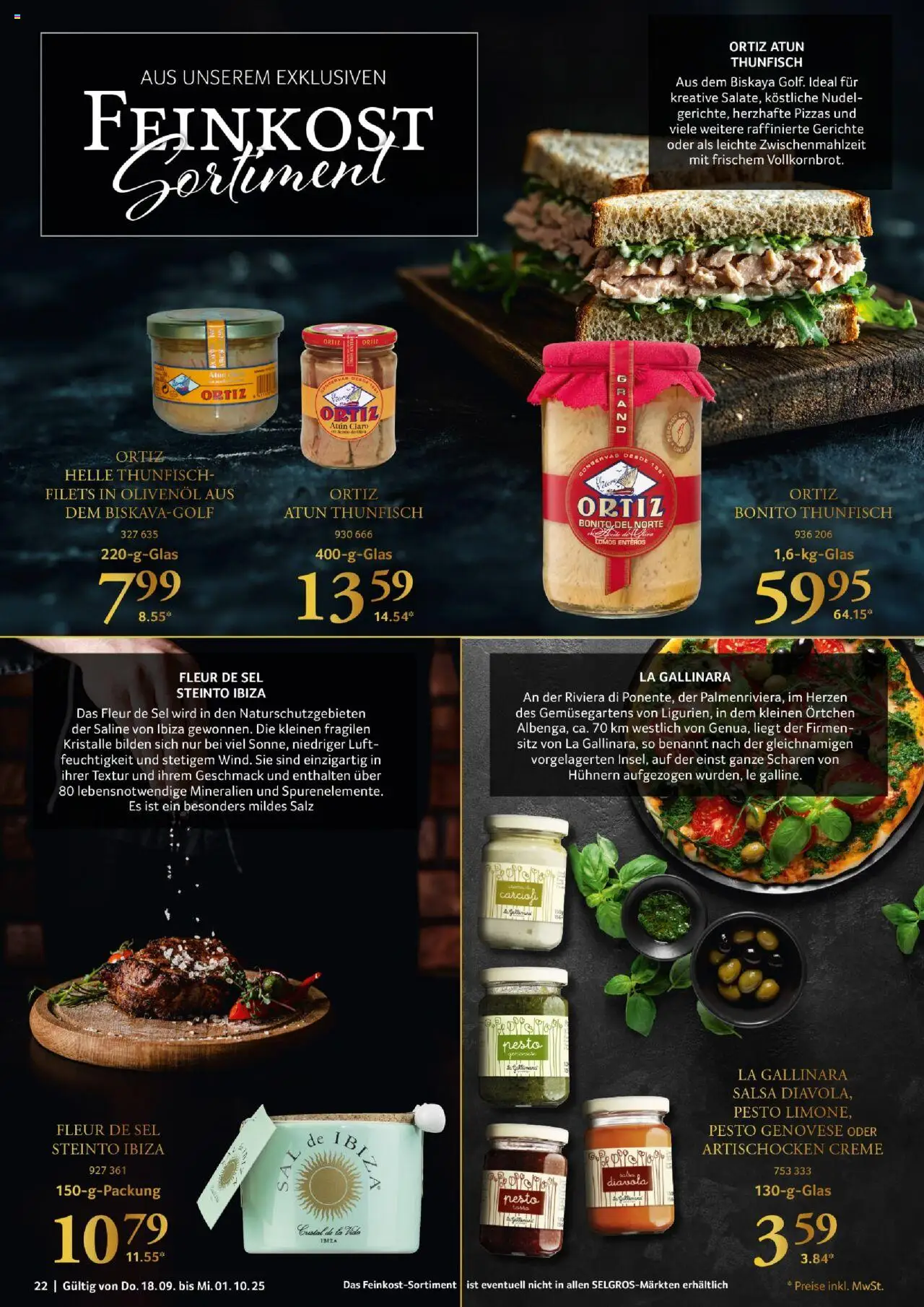 Selgros Für Genießer  – gültig ab 18.09.2025 | Seite: 22 | Produkte: Thunfisch, Olivenol, Creme, Salz