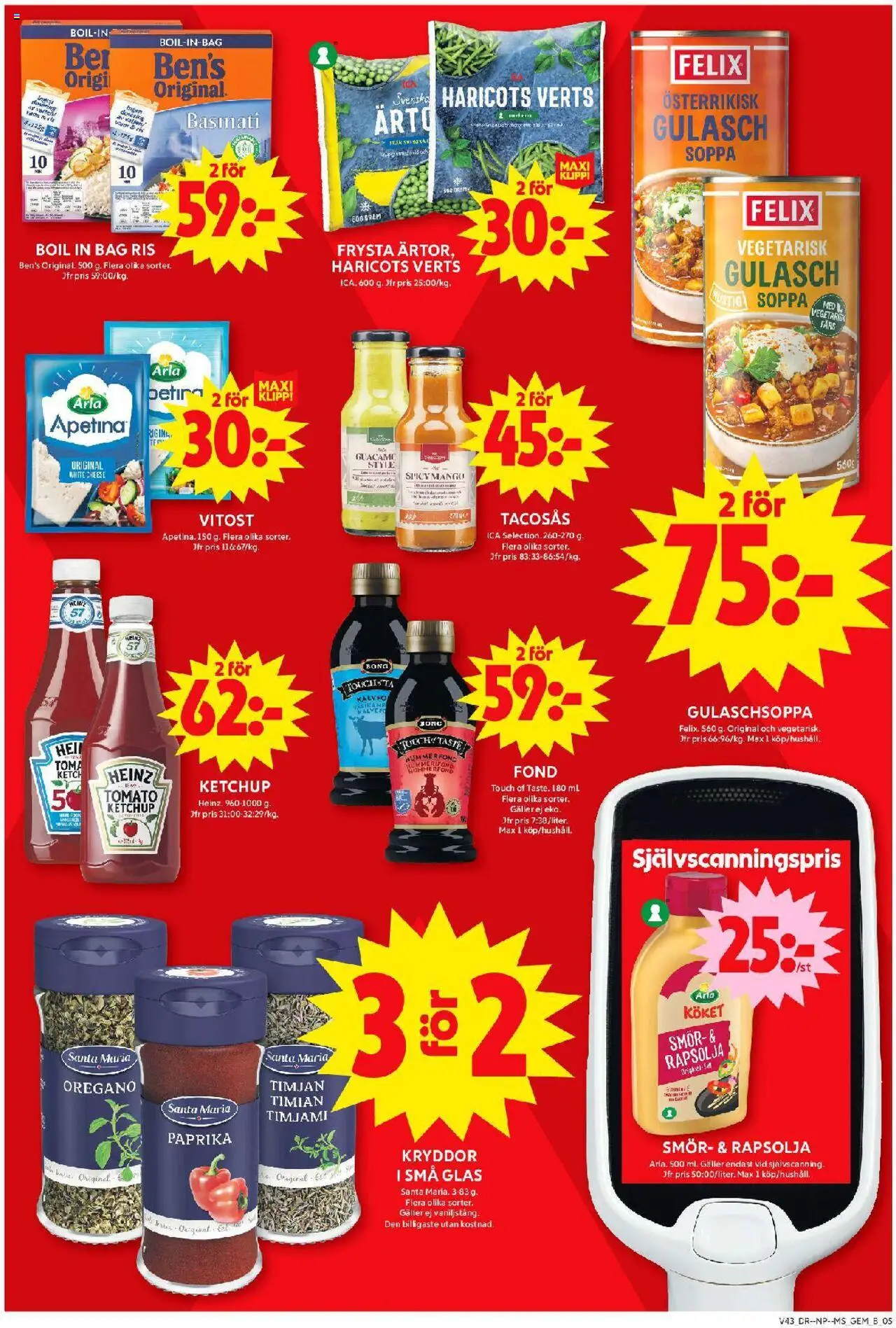 ICA Maxi reklamblad aktuell från 20.10.2025 | Sida: 5 | Produkter: Timjan, Tacosås, Haricots verts, Rapsolja