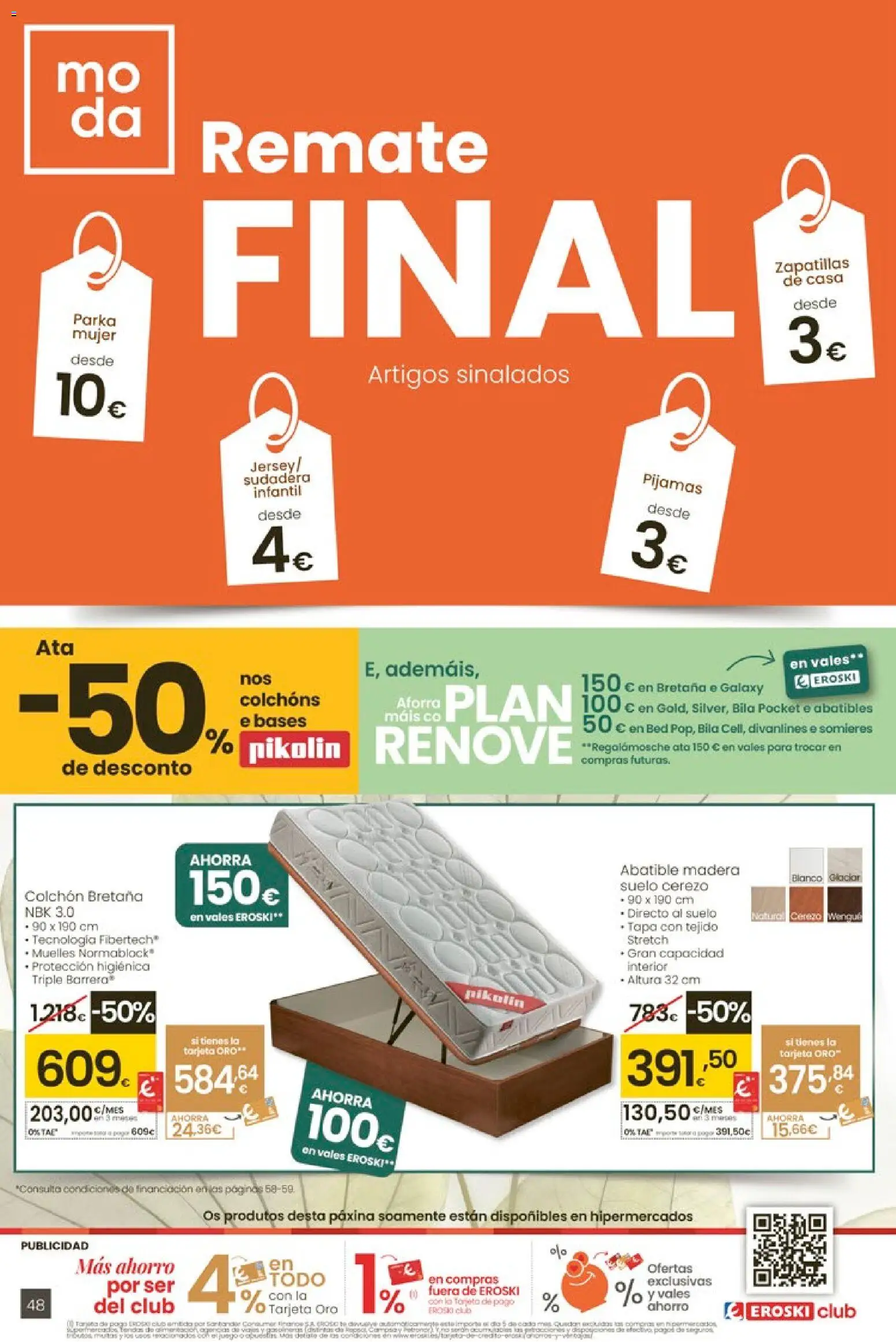 Eroski - Entroido do aforro │ válido desde el 29.01.2026 | Página: 48 | Productos: Sudadera, Zapatillas, Colchon