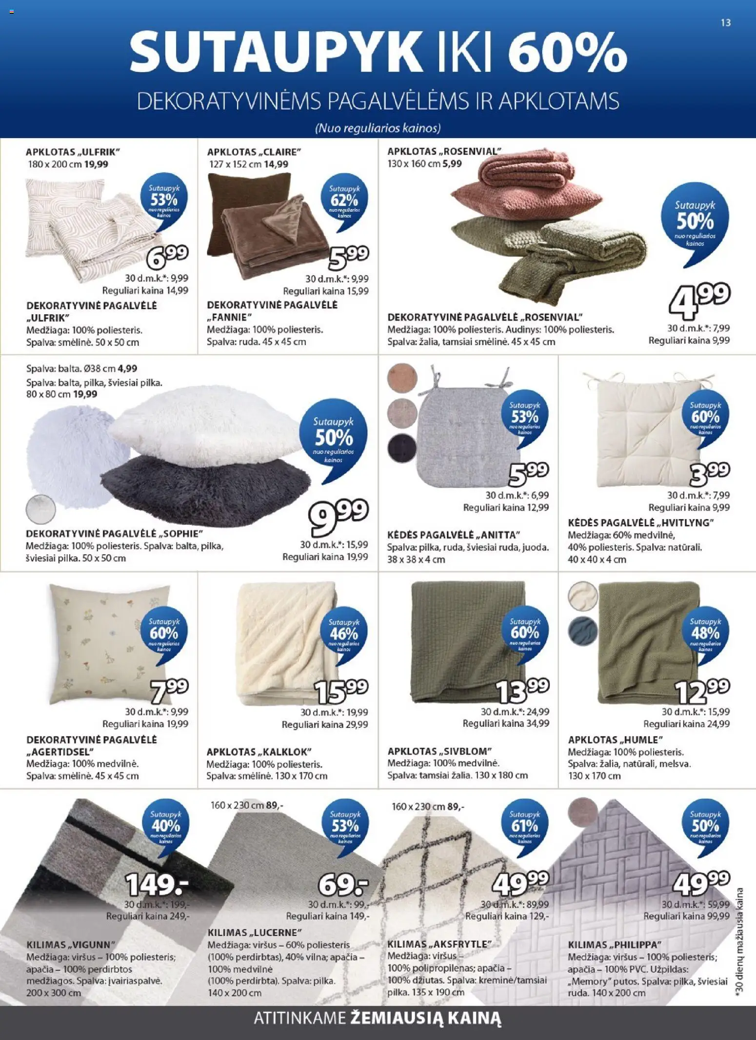 JYSK akcijos nuo 28.04.2026 | Puslapis: 13 | Prekių: Pagalvėlė, Kilimas