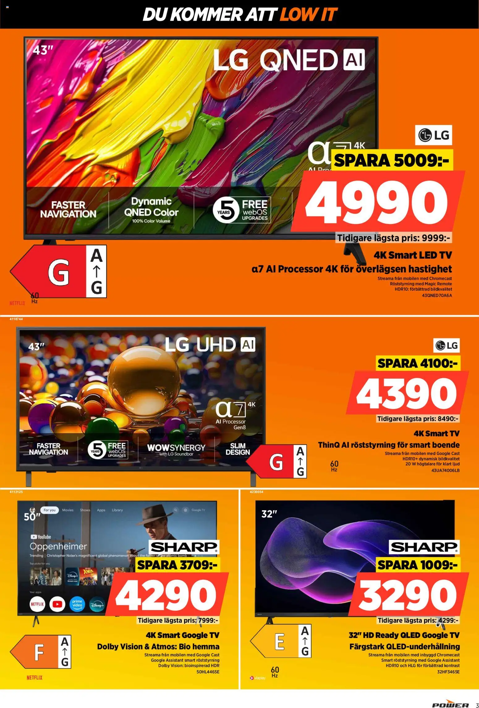 Power reklamblad aktuell från 30.03.2026 | Sida: 3 | Produkter: Smart tv, Tv, Högtalare, Led tv