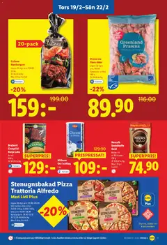 Lidl - erbjudanden - Förhandsvisning av reklamblad från butik Lidl aktuell från 16.02.2026 | Sida: 28 | Produkter: Hamburgare, Räkor, Ost, Pizza