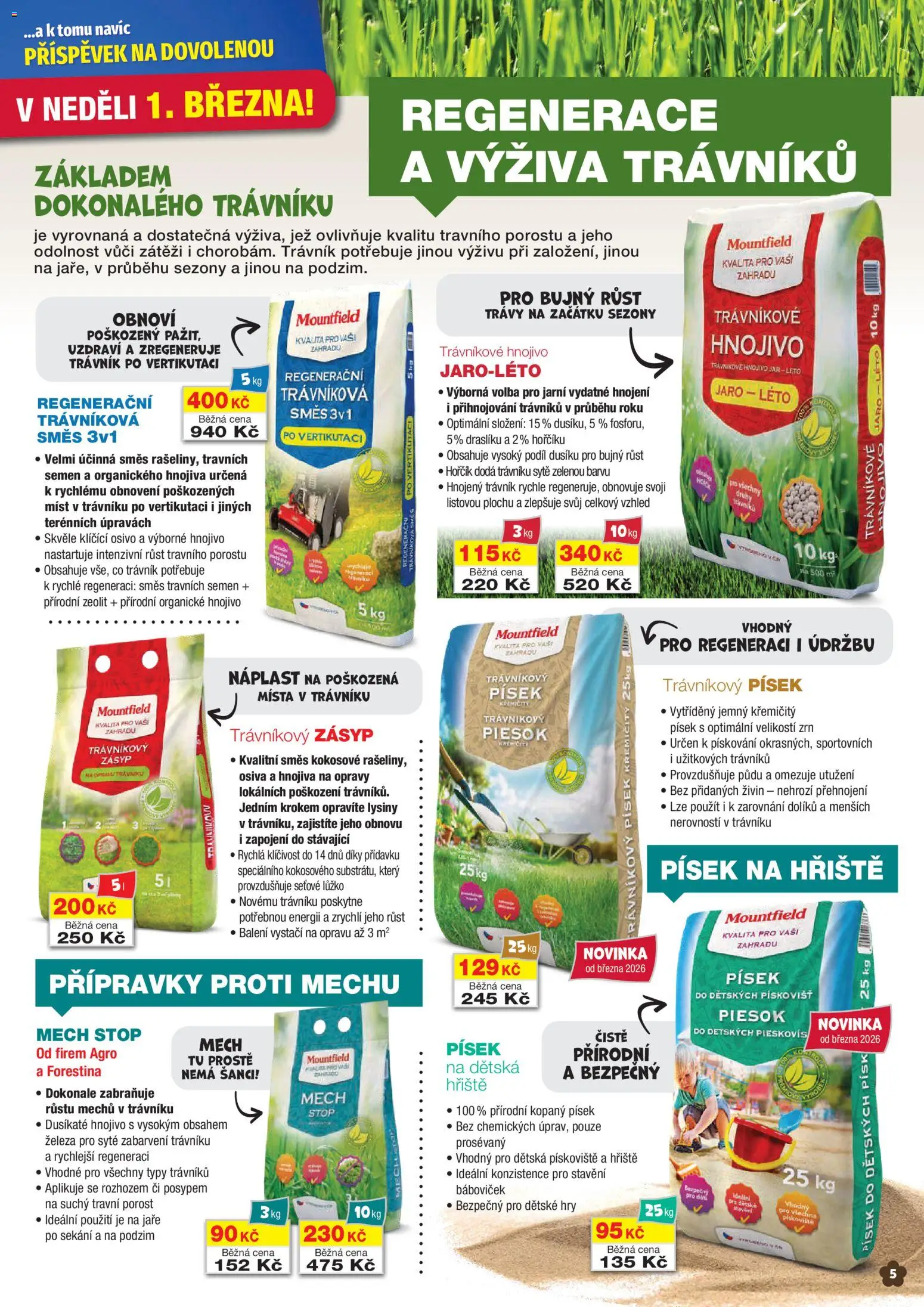 Mountfield leták od 01.03.2026 | Strana: 5 | Produkty: Hořčík, Náplast, Trávníkové hnojivo, Hnojivo