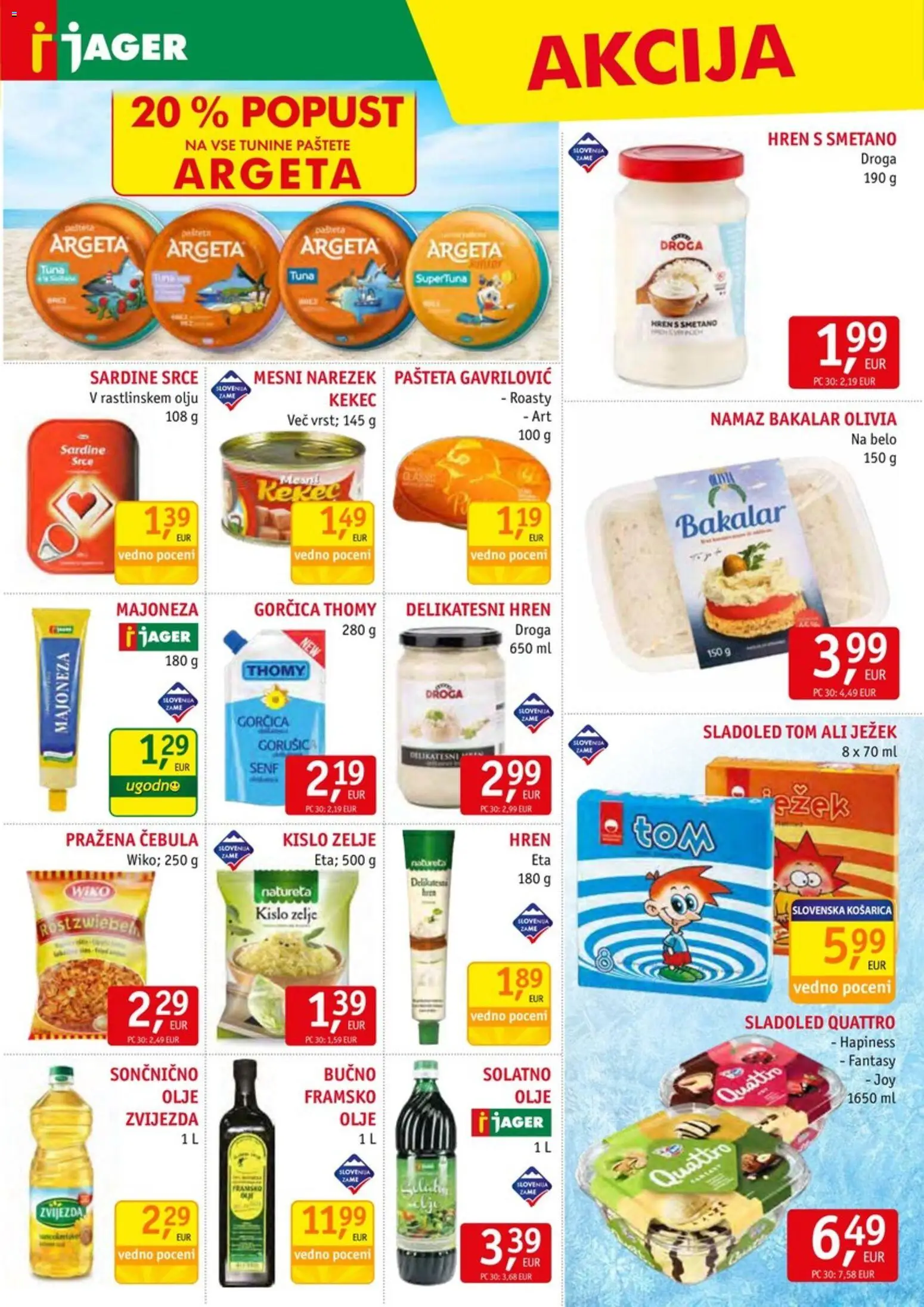 Novi Jager katalog ponudbe – veljaven od 18.03.2026 | Stran: 9 | Izdelki: Pašteta, Namaz, Olje, Majoneza