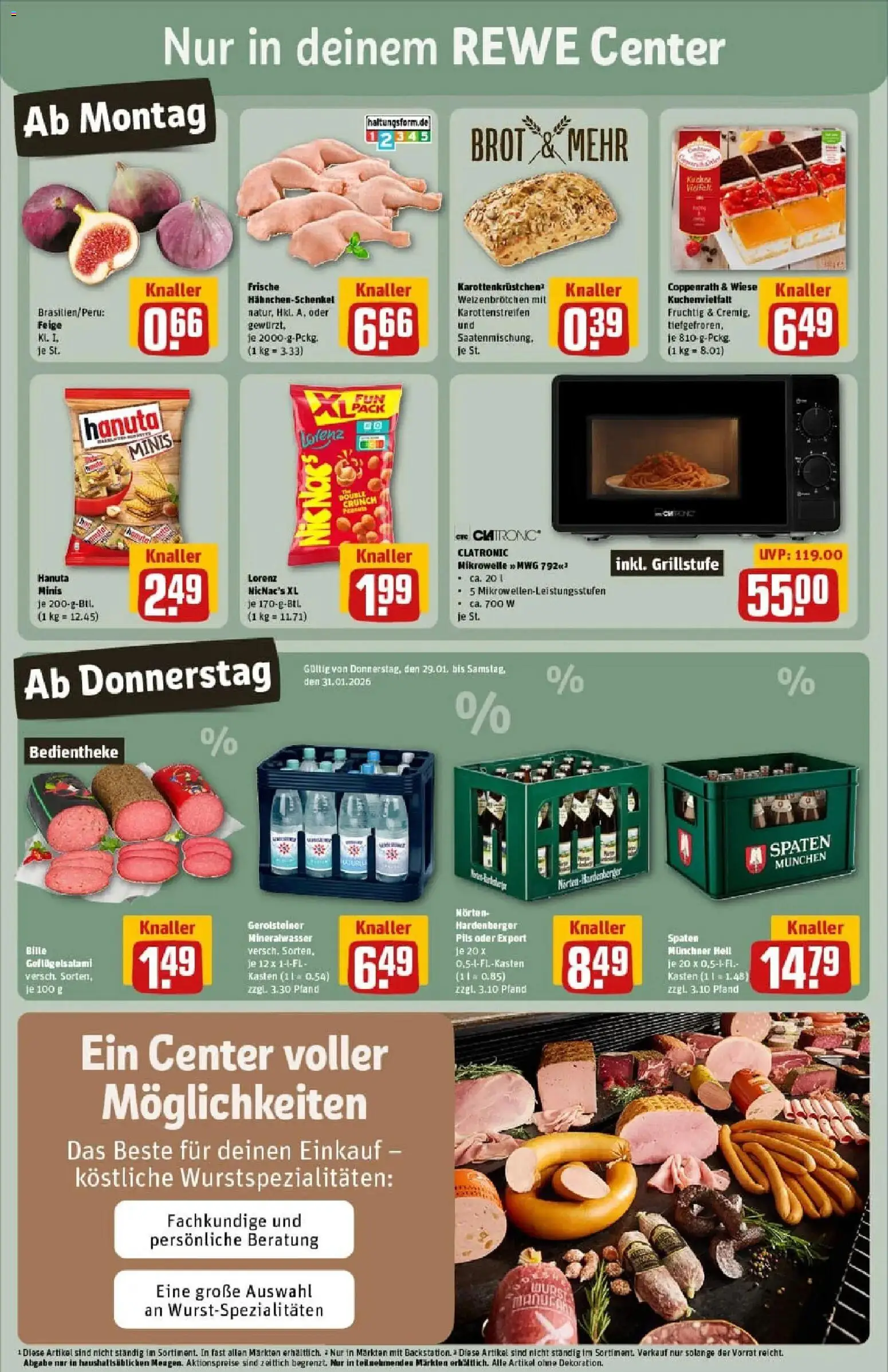 Rewe prospekt Kassel / Niederzwehren	 – gültig ab 26.01.2026 | Seite: 3 | Produkte: Hahnchenschenkel, Pils, Brot, Salami