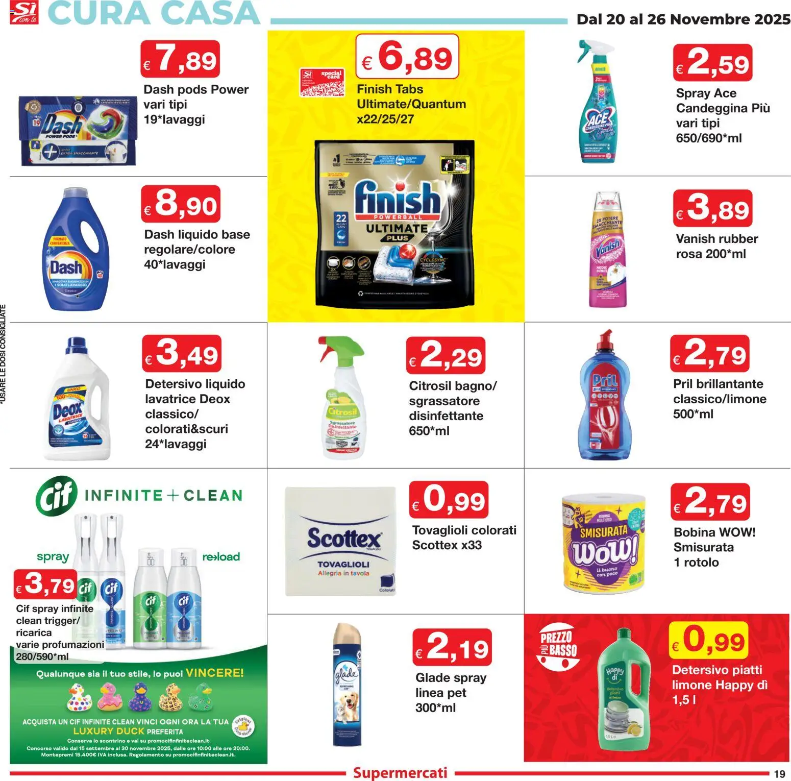 Volantino Sì con Te del 20.11.2025 | Pagina: 19 | Prodotti: Candeggina, Sgrassatore, Limone, Lavatrice