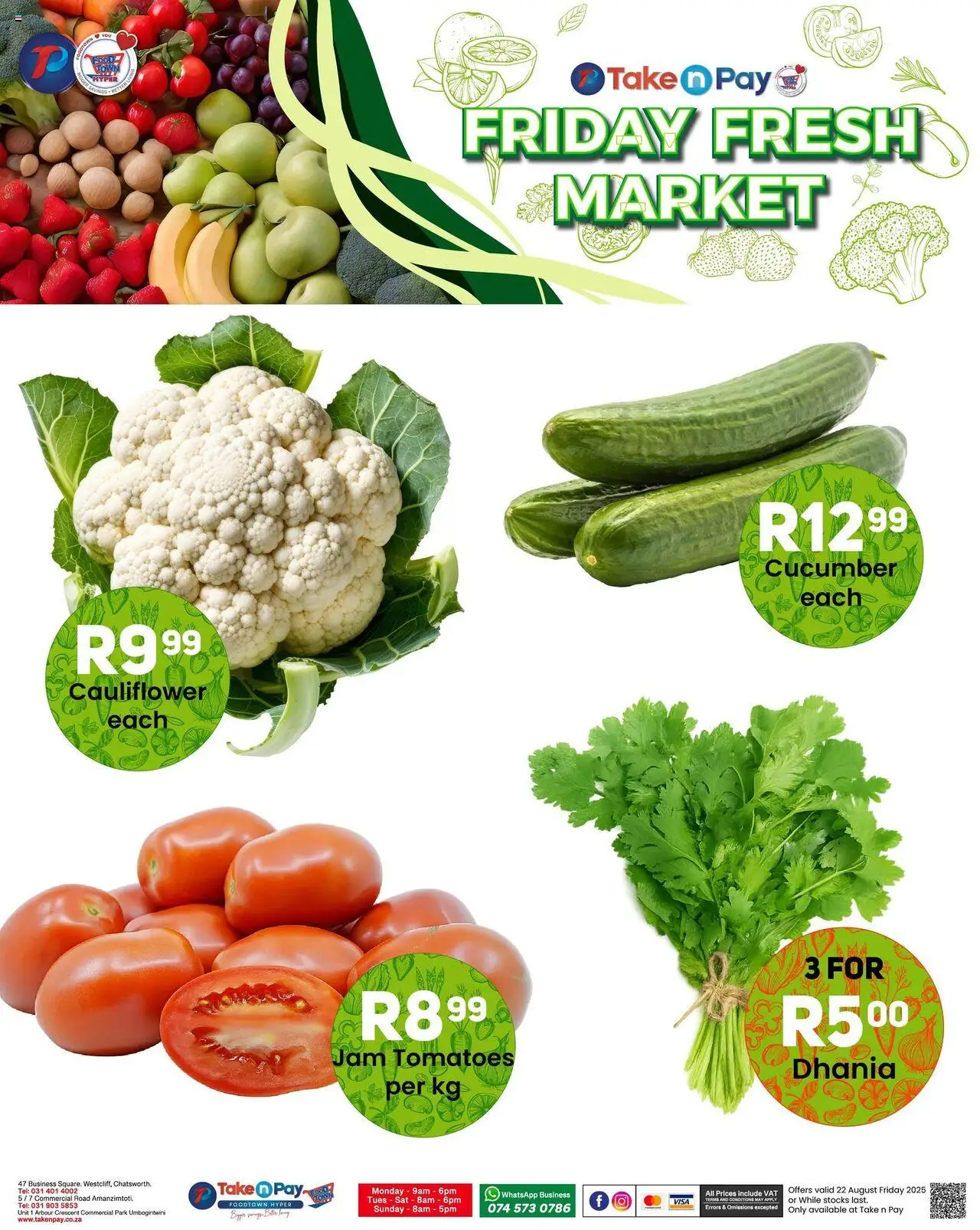 Take n Pay Friday Specials │ valid from 22.08.2025 | Page: 6 | Products: Cauliflower, Jam, Tomatoes