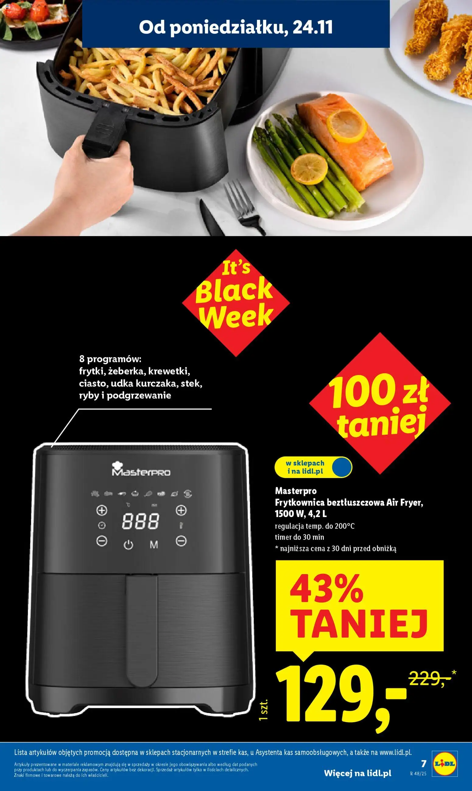 Lidl Black Friday od 24.11.2025 | Strona: 9 | Produkty: Frytkownica, Frytkownica beztłuszczowa, Udka, Ryby
