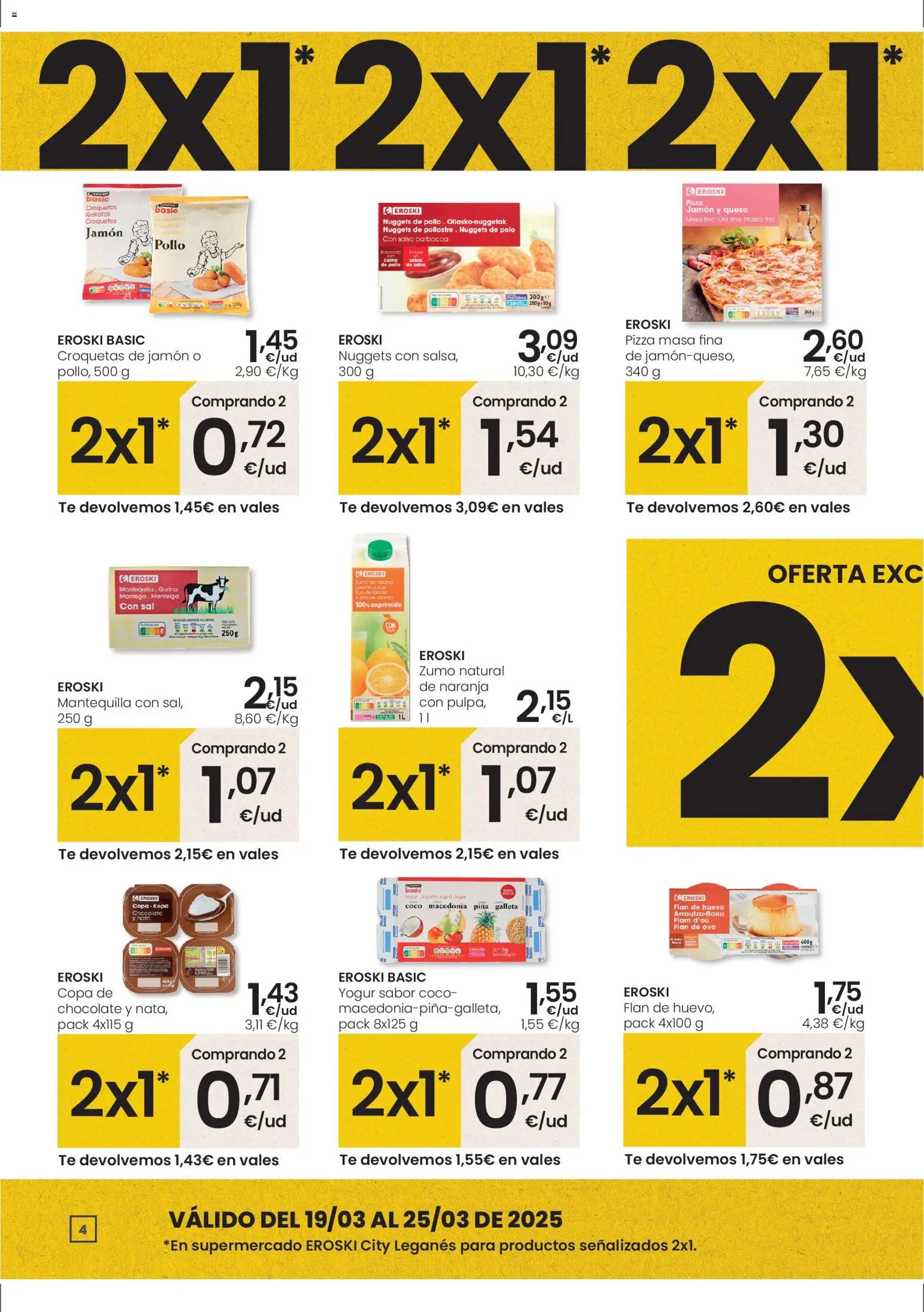Eroski - City Leganés │ válido desde el 19.03.2026 | Página: 4 | Productos: Chocolate, Pizza, Συσκευή ροής, Nuggets