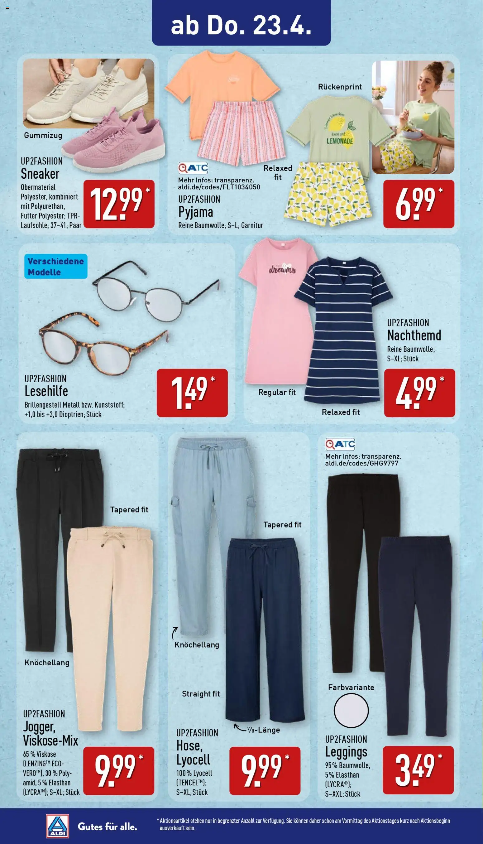Aldi Ausblick – gültig ab 20.04.2026 | Seite: 13 | Produkte: Up2fashion, Pyjama, Leggings