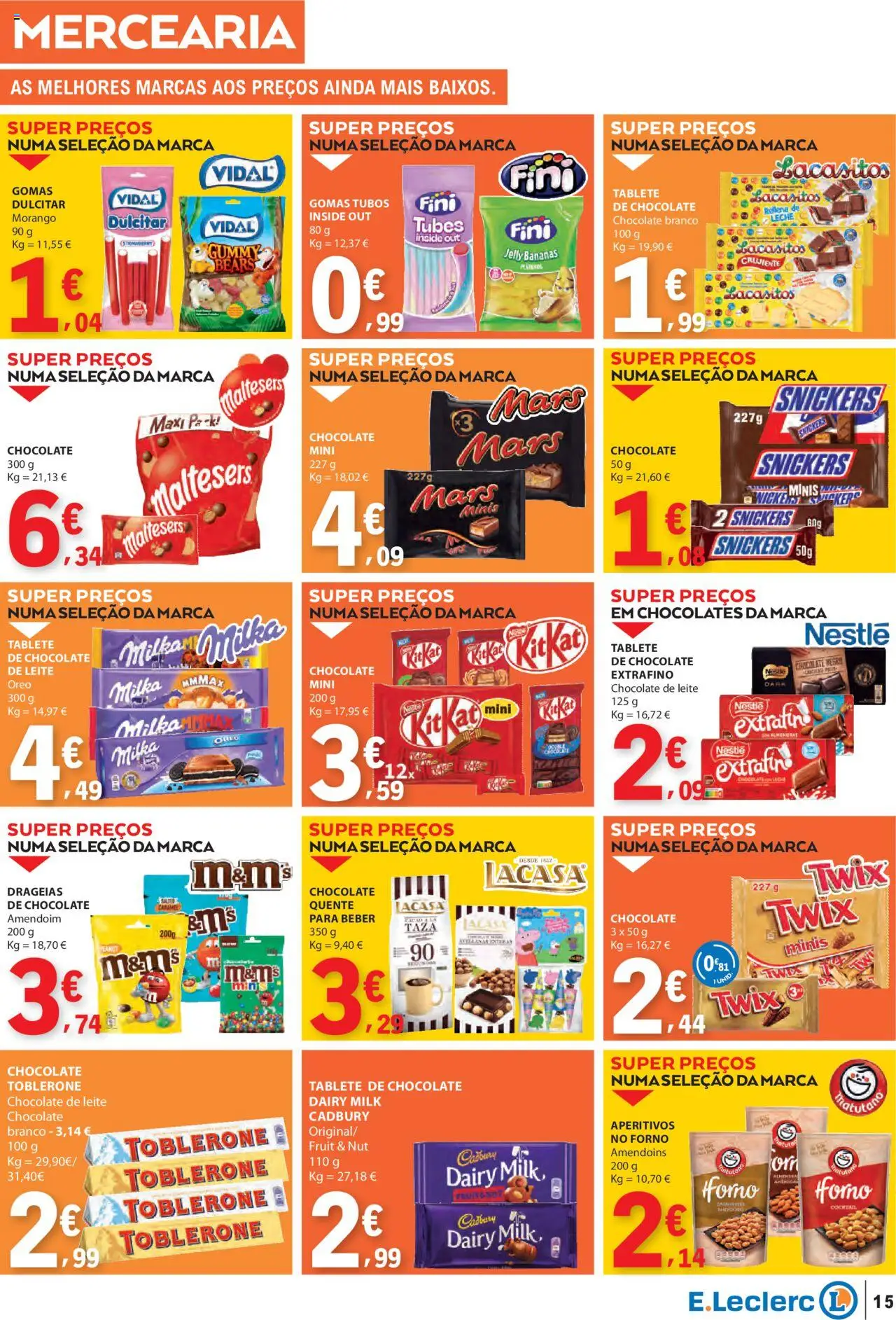 E.Leclerc folheto │ válido de 18.09.2025 | Página: 15 | Produtos: Chocolates, Leite, Chocolate, Gomas