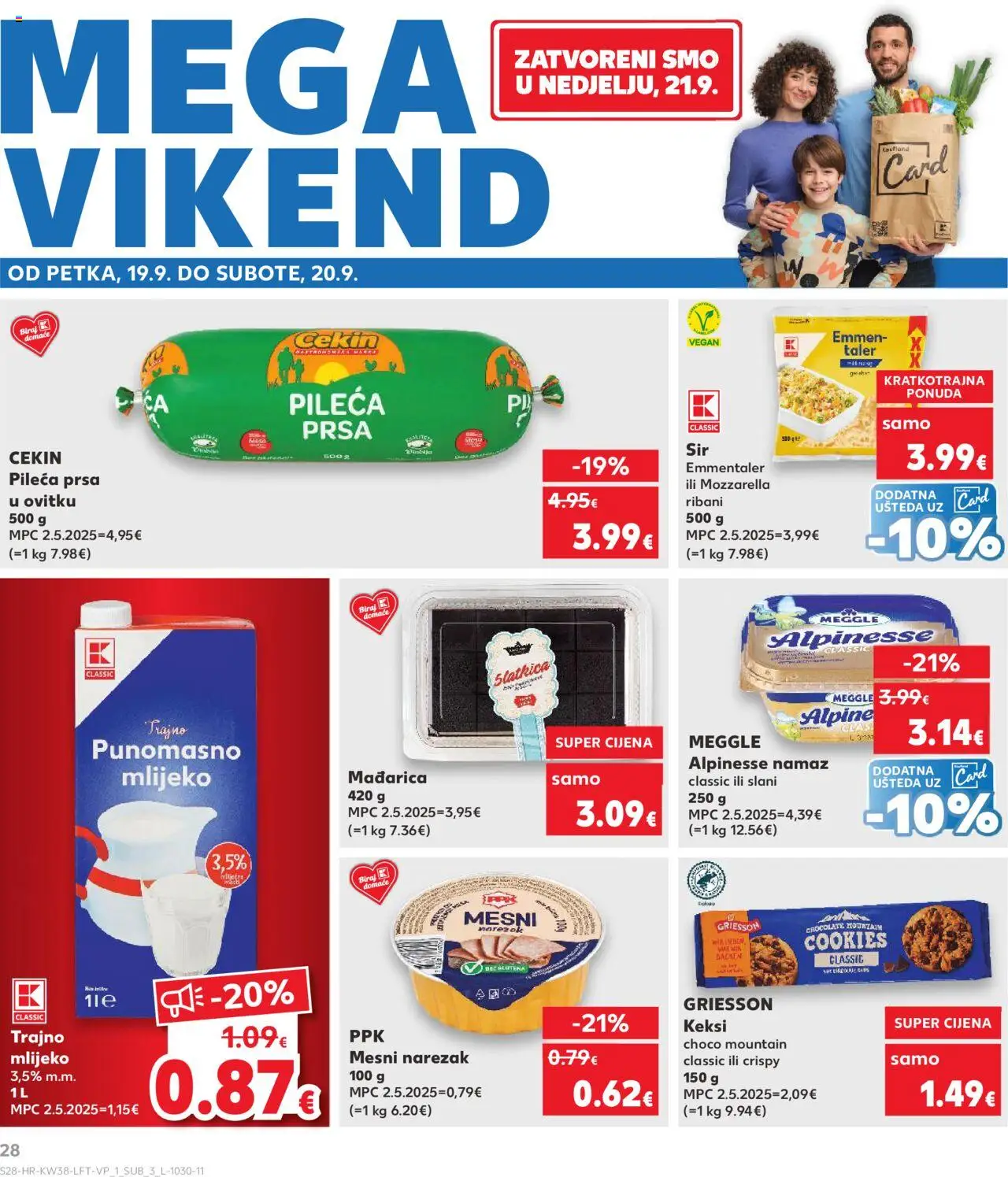 Kaufland katalog | vrijedi od 17.09.2025 | Stranica: 28 | Proizvodi: Mozzarella, Narezak, Trajno mlijeko, Namaz