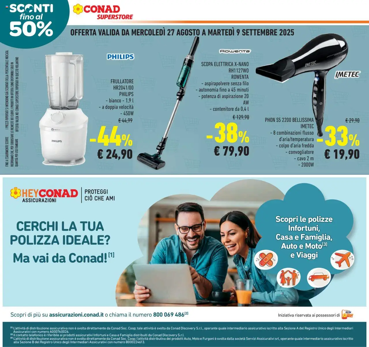Volantino Conad del 27.08.2025 | Pagina: 28 | Prodotti: Scopa elettrica, Scopa, Cavo, Aspirapolvere