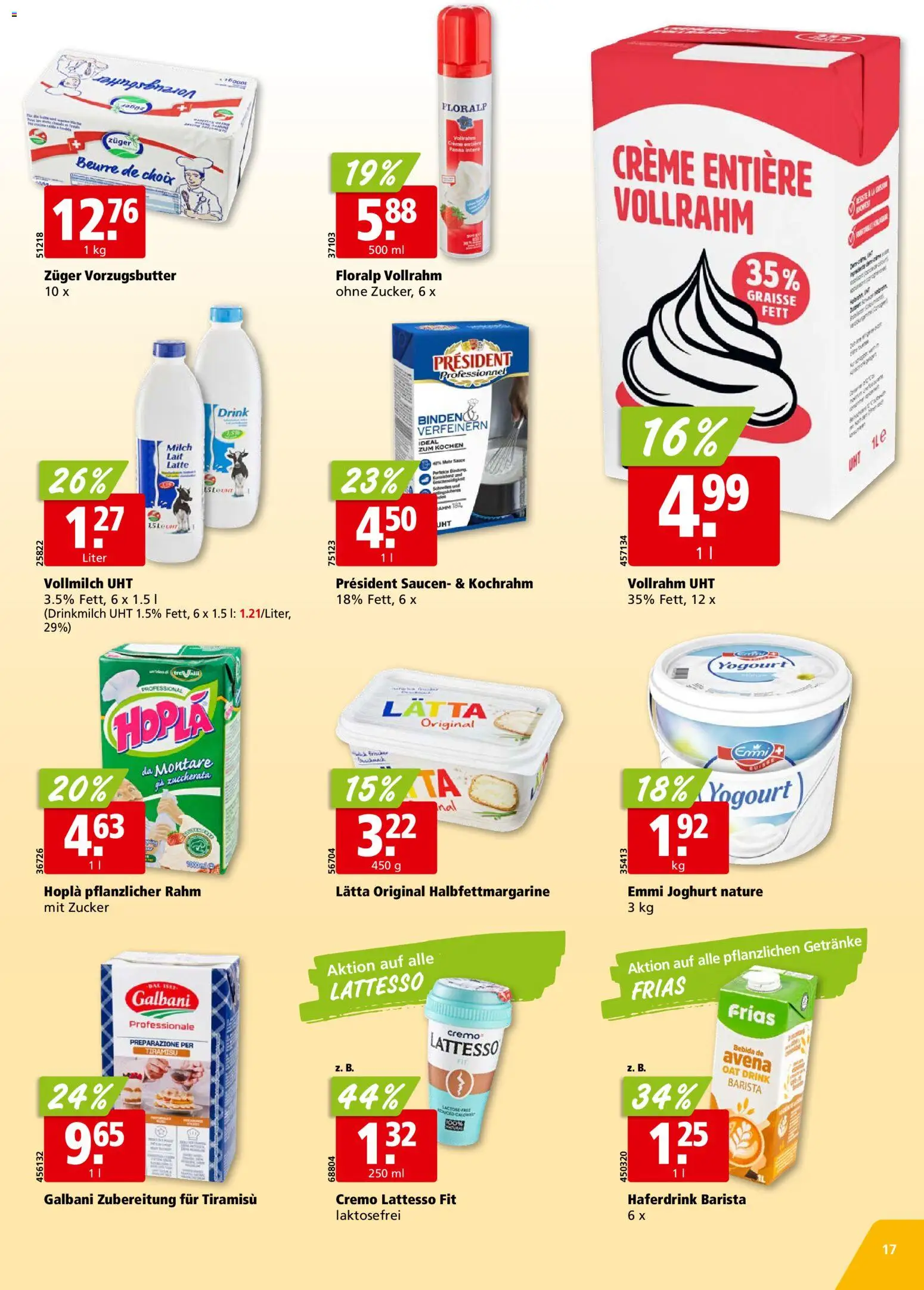 Aligro Aktionen Chavannes, Matran, Genf, Sitten – gültig ab 08.12.2025 | Seite: 17 | Produkte: Milch, Joghurt, Zucker, Creme