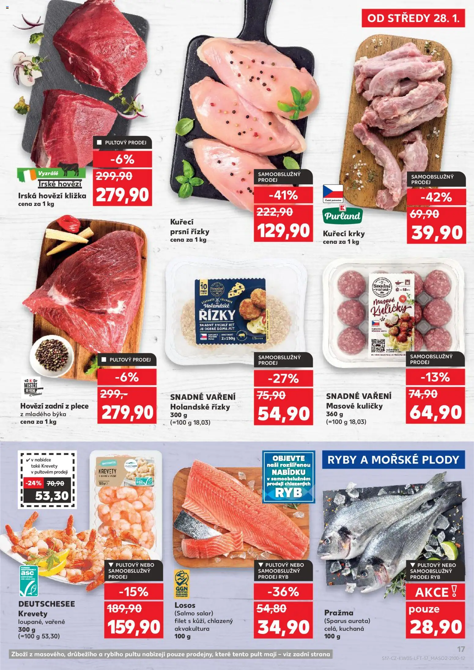 Kaufland leták - Liberec od 28.01.2026 | Strana: 17 | Produkty: Irské hovězí, Ryby, Losos, Filet