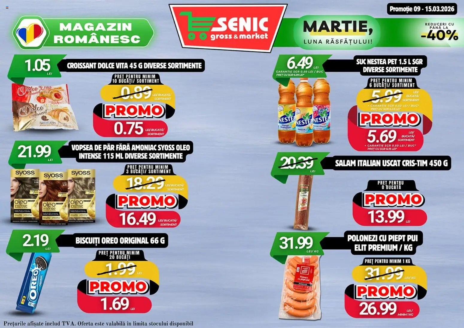 Noul catalog Senic – valabil de la 09.03.2026 | Pagină: 2 | Produse: Hacıyatmaz Kedi Oyuncağı, Suc, Mango, Vopsea de păr