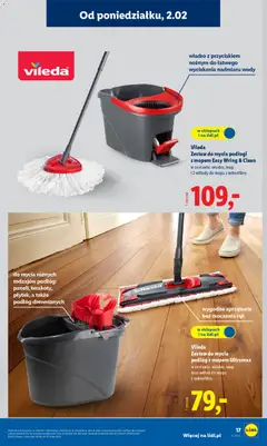 Pogląd oferty "Vileda Zestaw do mycia podłogi z mopem Easy Wring & Clean, w zestawie: wiadro, mop i 2 wkłady do mopa z mikrofibry" - ważna od 02.02.2026 | Strona: 17 | Produkty: Vileda
