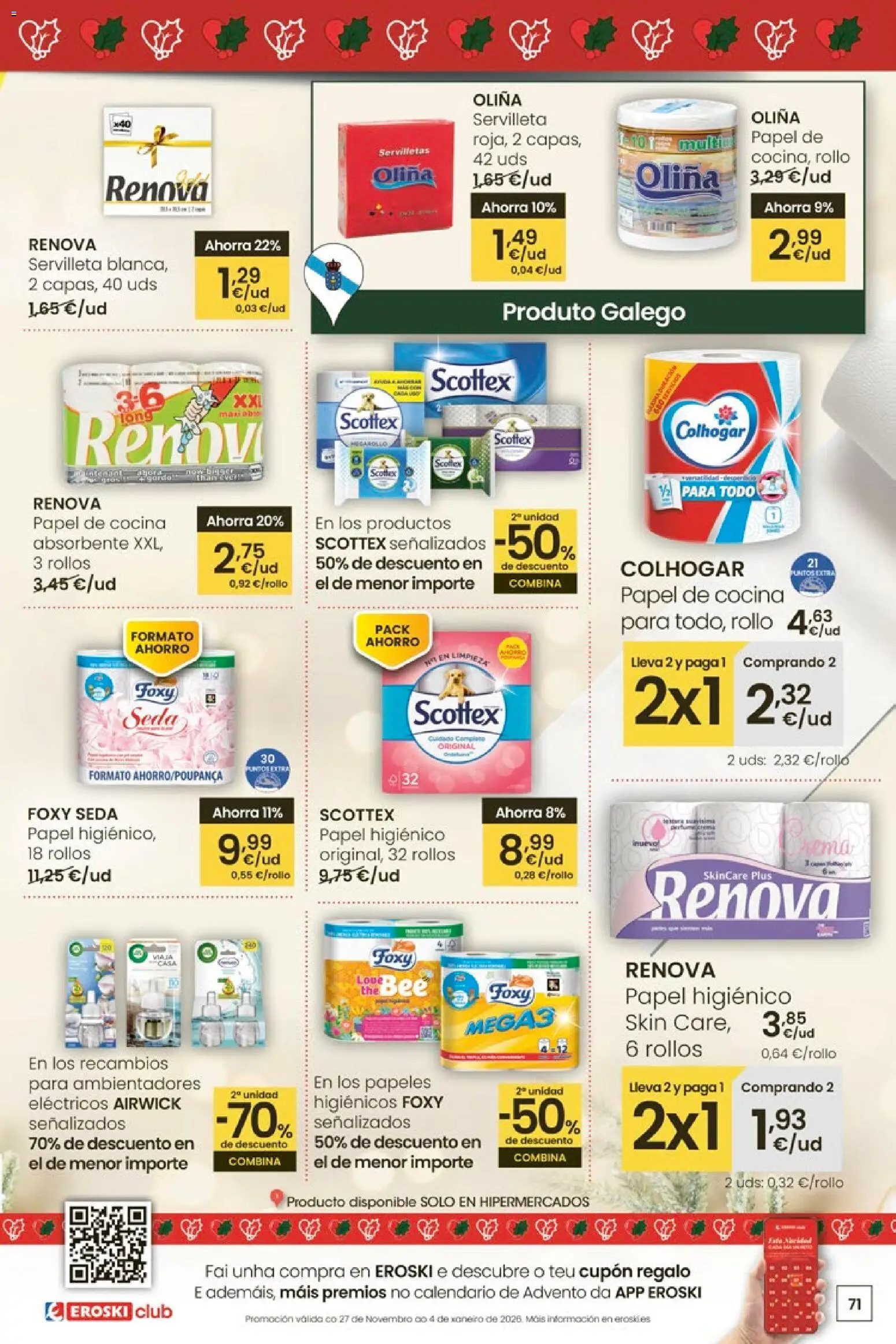 Eroski - Navidad  │ válido desde el 18.12.2025 | Página: 71 | Productos: Papel higienico, Cocina