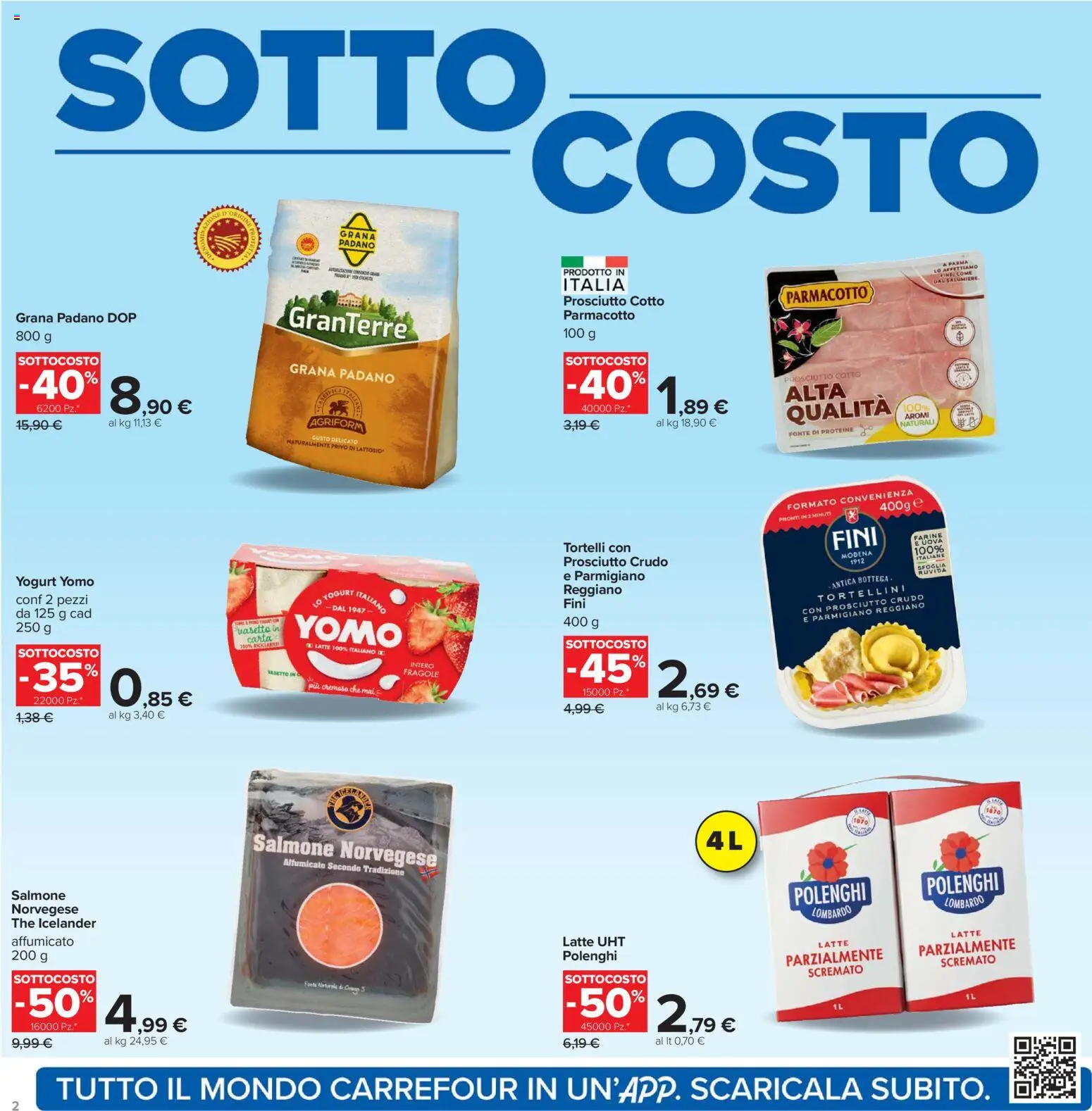 Volantino Carrefour del 06.02.2026 | Pagina: 2 | Prodotti: Uova, Prosciutto, Parmigiano reggiano, Parmigiano