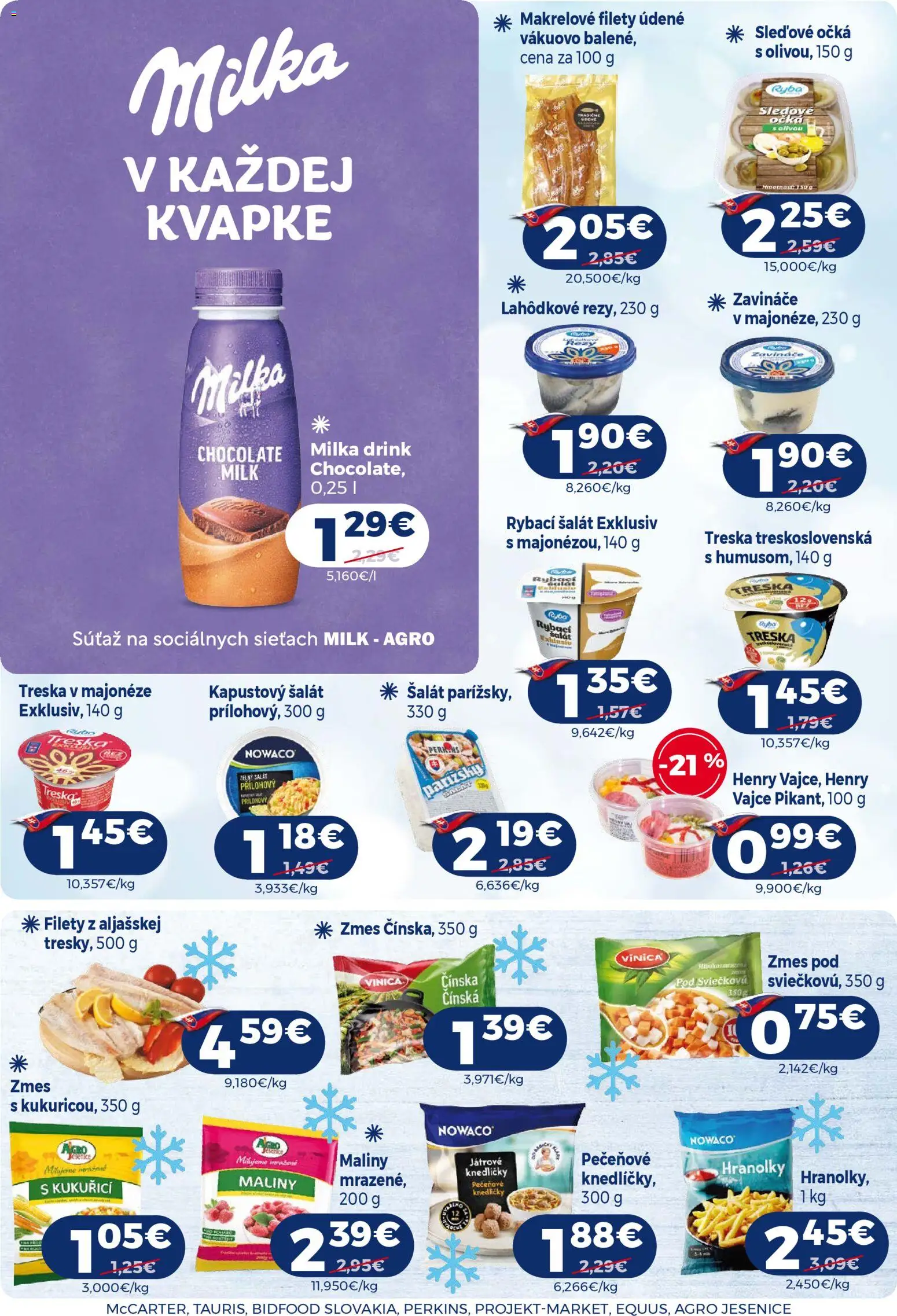 Nové Milk Agro akcie – leták je platný od 18.02.2026 | Strana: 6 | Produkty: Šalát, Milka, Treska, Maliny