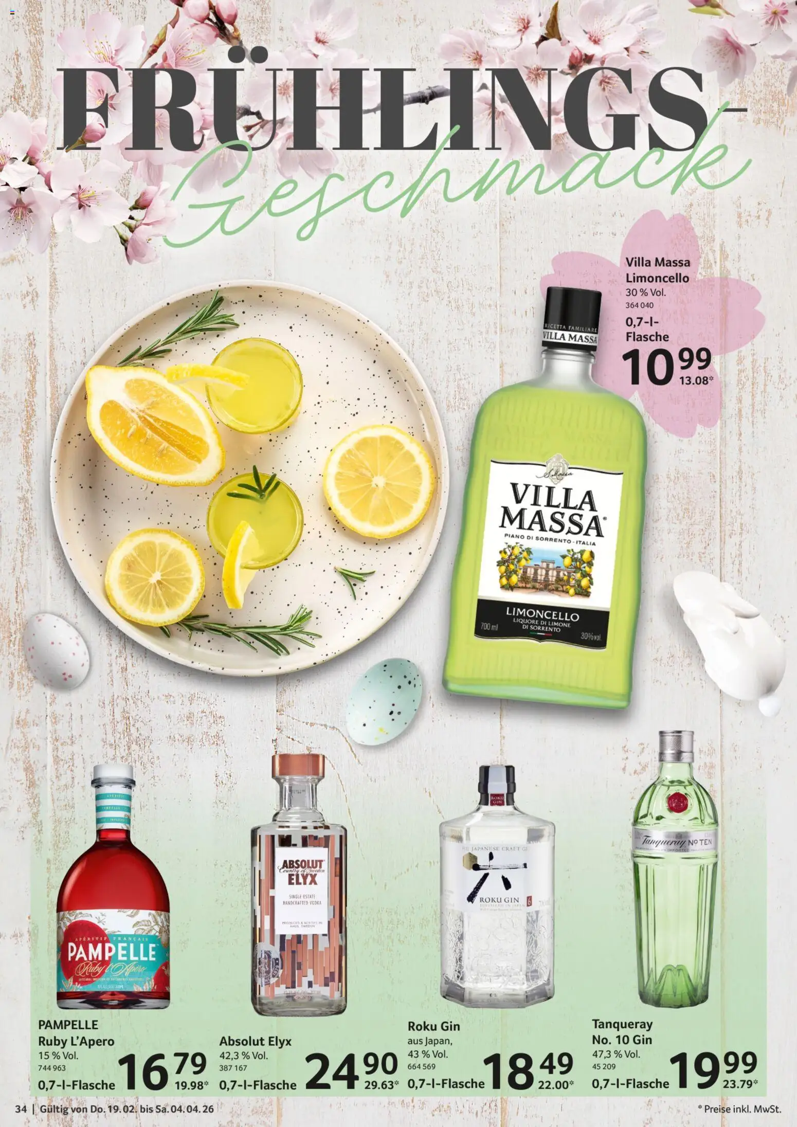 Selgros Feinkost Ostern – gültig ab 19.02.2026 | Seite: 34 | Produkte: Limoncello, Vodka, Gin