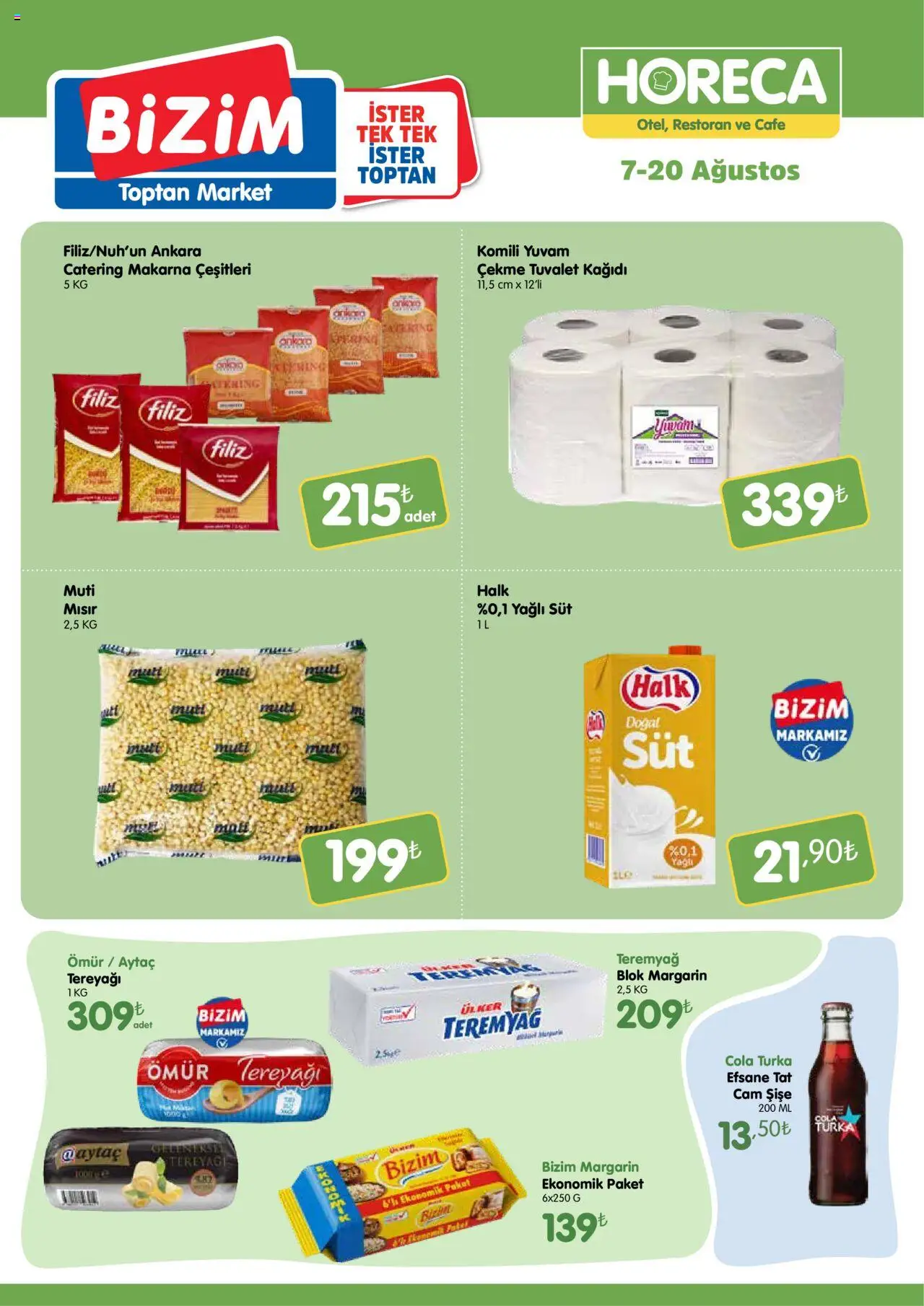 Bizim Toptan - Horeca kataloğu - 07.08.2025 tarihinden itibaren geçerlidir | Sayfa: 1 | Ürünler: Tuvalet, Tereyağı, Makarna, Mısır