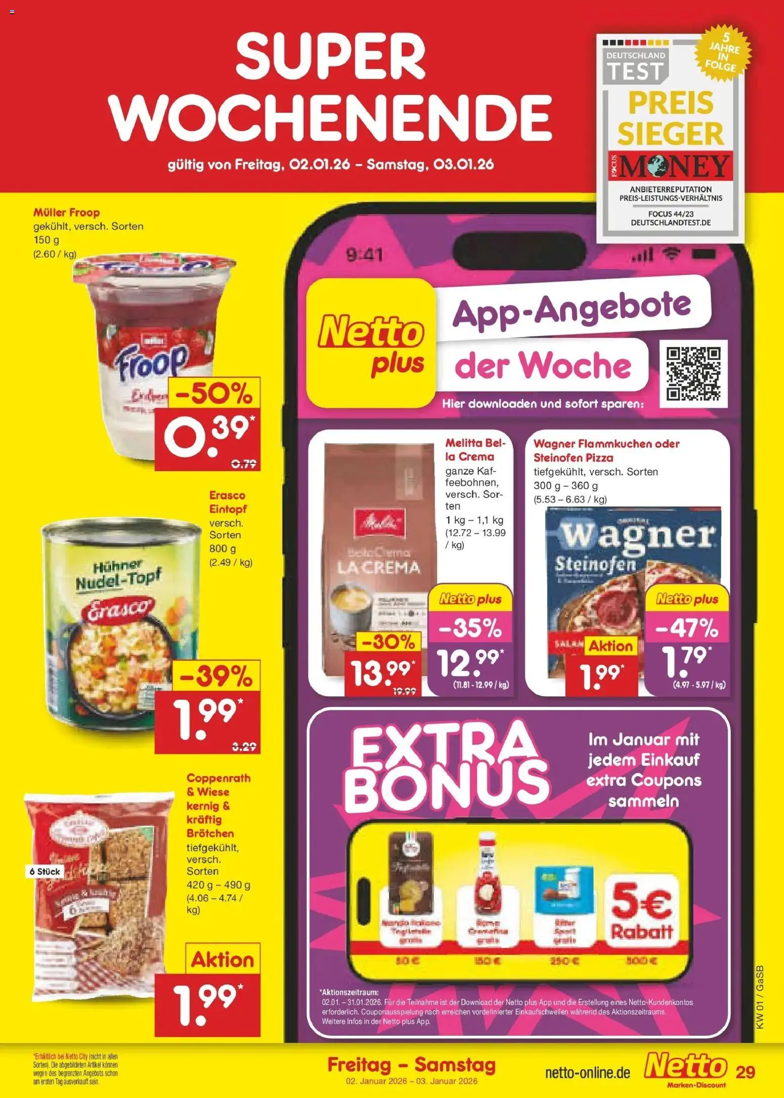 Netto Marken-Discount prospekt Bremen-Lesum	 – gültig ab 28.12.2025 | Seite: 43 | Produkte: Froop, Melitta, Pizza, Erasco