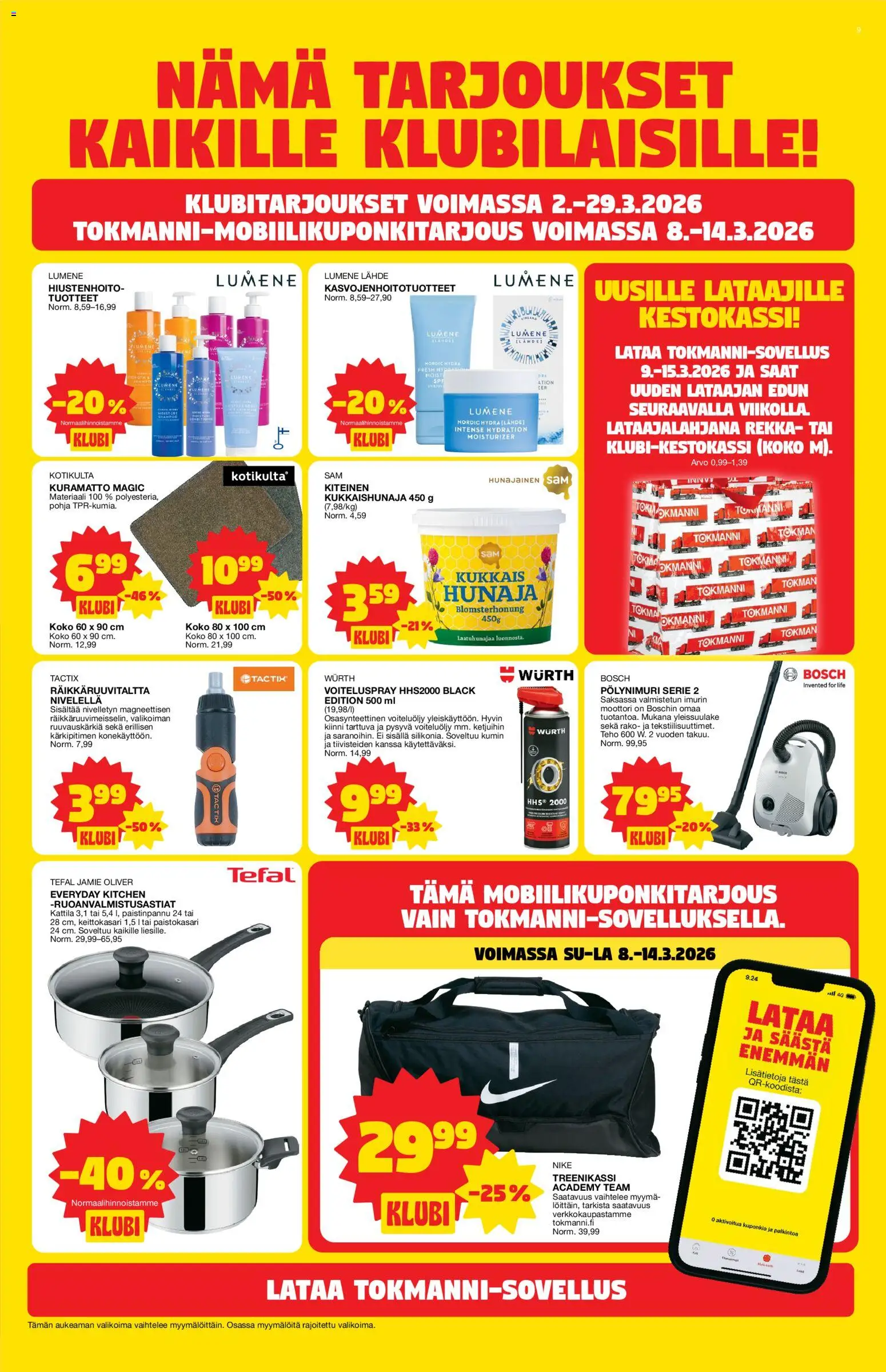 Tokmanni tarjoukset – voimassa 09.03.2026 alkaen | Sivu: 9 | Tuotteet: Kattila, Paistinpannu, Hunaja