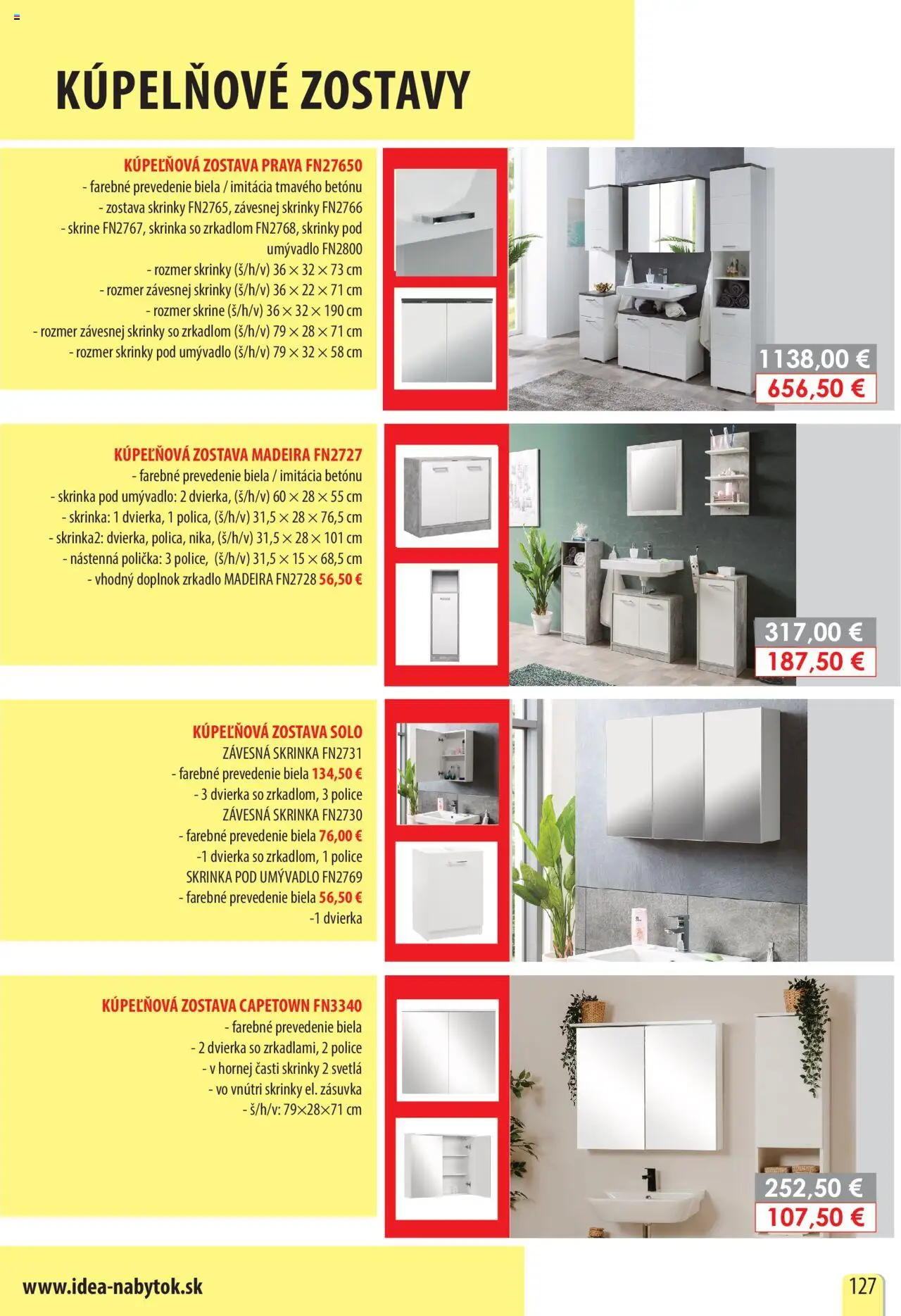 Nové IDEA nábytok akcie – leták je platný od 01.10.2025 | Strana: 127 | Produkty: Kúpelňové zostavy, Skrinka pod umývadlo, Zrkadlo, Skrinka