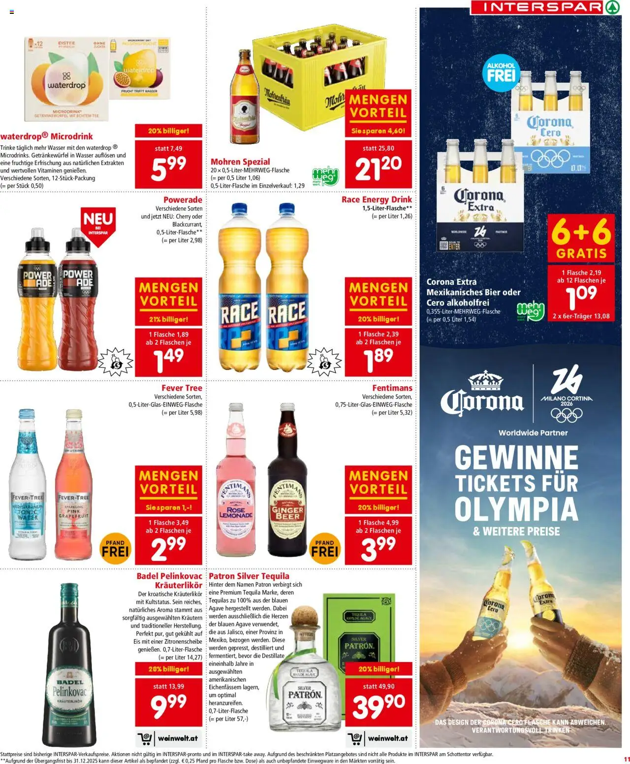 Interspar Flugblatt - Vorarlberg gültig ab 09.10.2025 | Seite: 11 | Produkte: Eis, Wasser, Bier, Tee