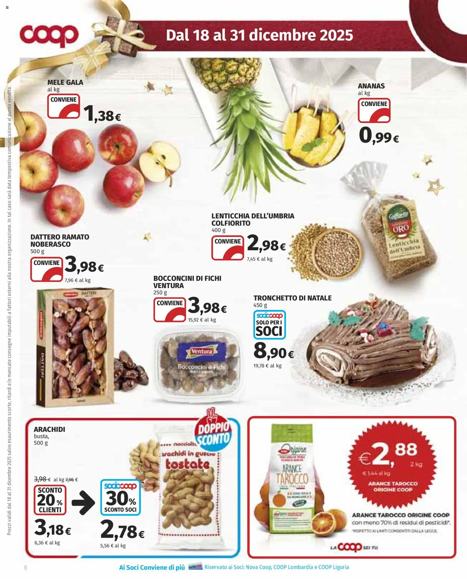 Volantino COOP del 18.12.2025 | Pagina: 8 | Prodotti: Mele, Arance, Ananas, Data