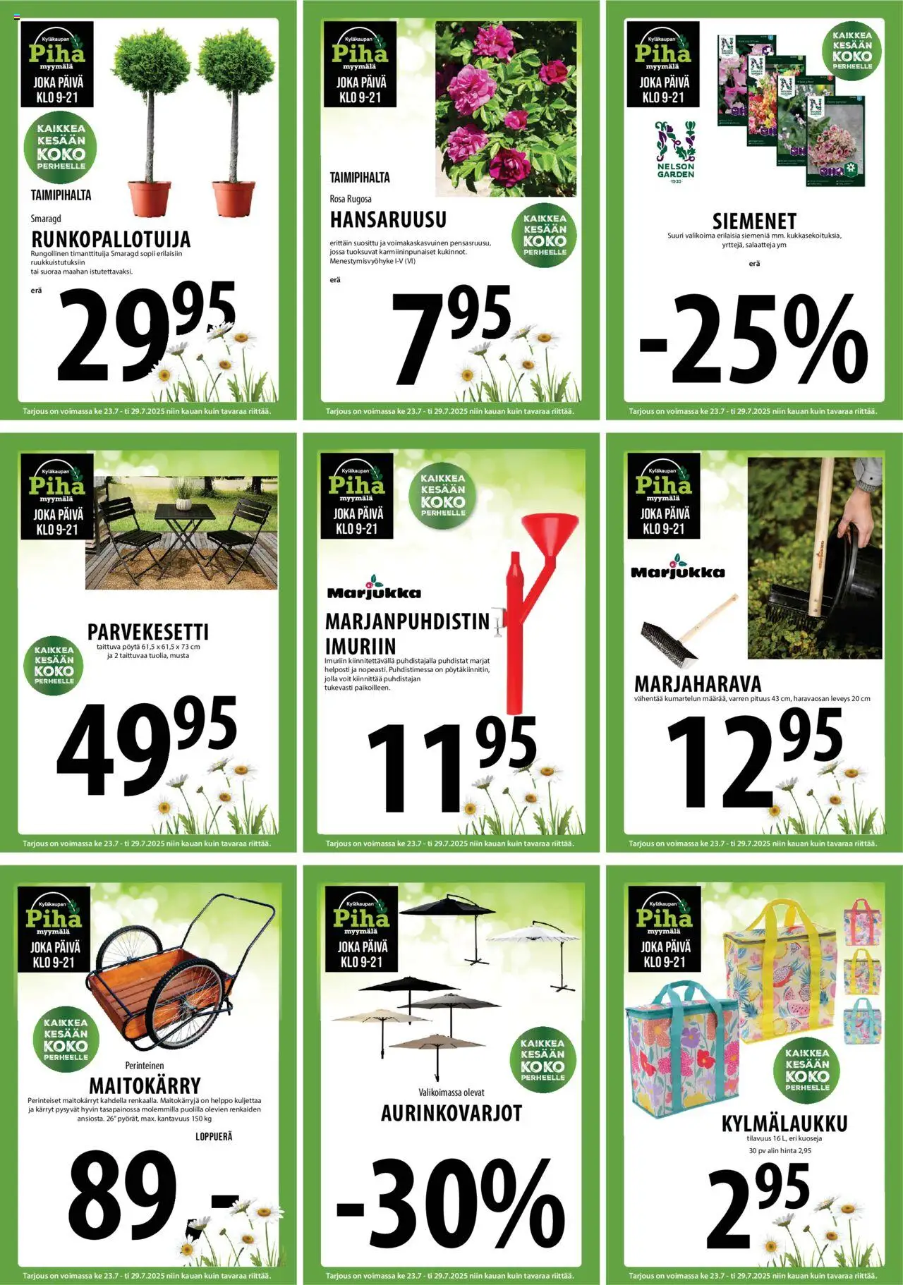  | Sivu: 28 | Tuotteet: Siemenet, Pöytä, Kylmälaukku