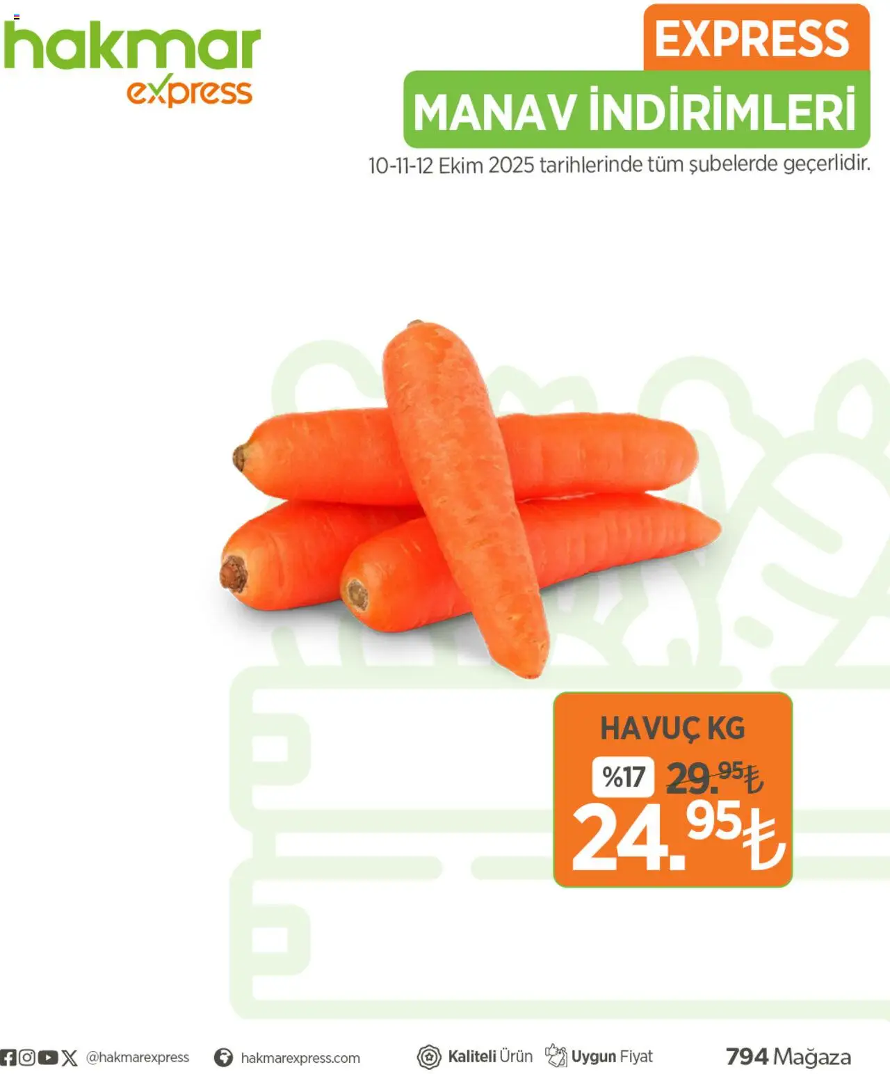 Hakmar Express Sebze ve meyve - 10.10.2025 tarihinden itibaren geçerlidir | Sayfa: 7 | Ürünler: Havuç