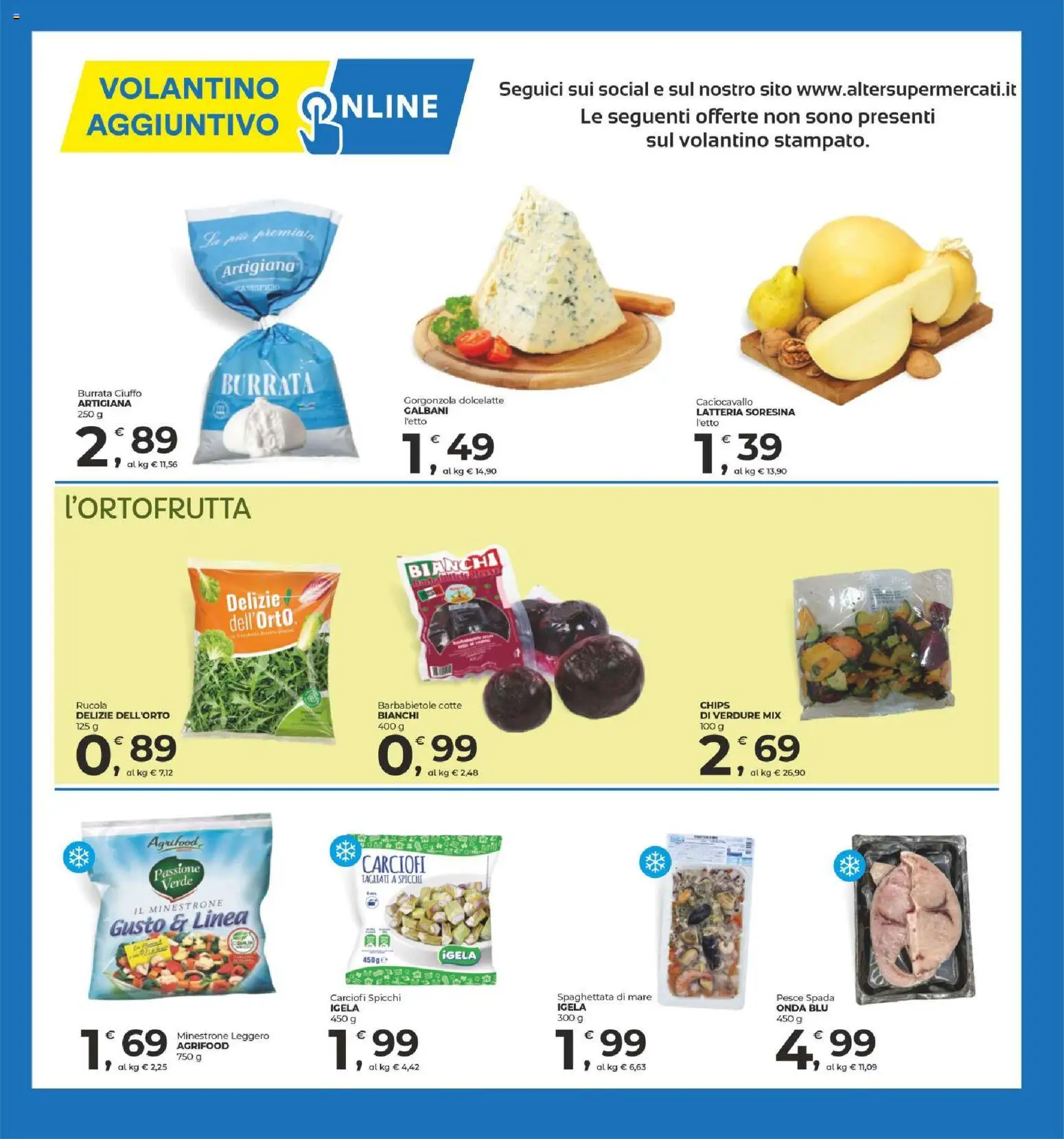 Volantino Alter Discount del 22.04.2026 | Pagina: 13 | Prodotti: Pesce, Rucola, Pesce spada, Burrata