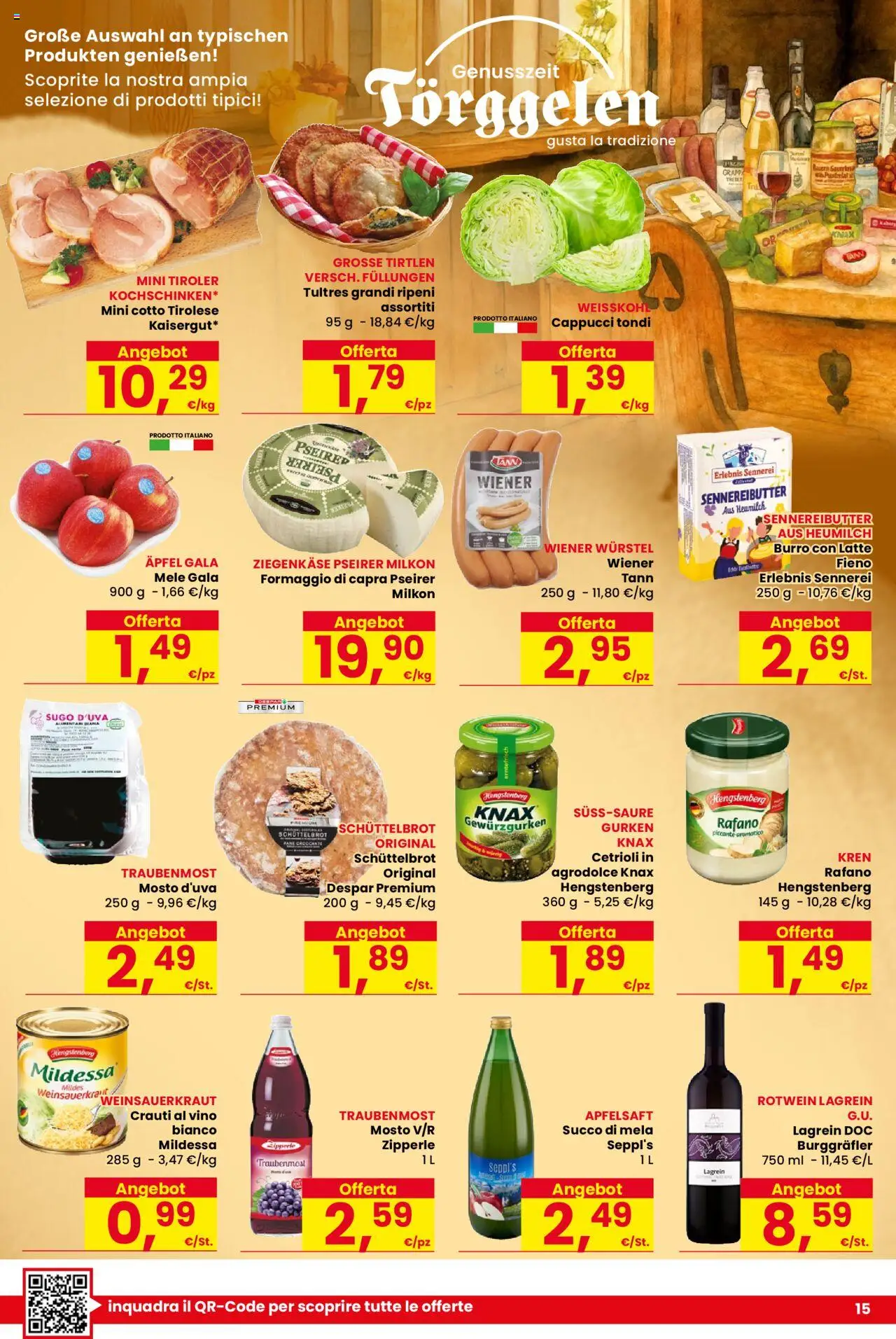 Volantino Despar del 16.10.2025 | Pagina: 15 | Prodotti: Cetrioli, Burro, Wurstel, Grappa