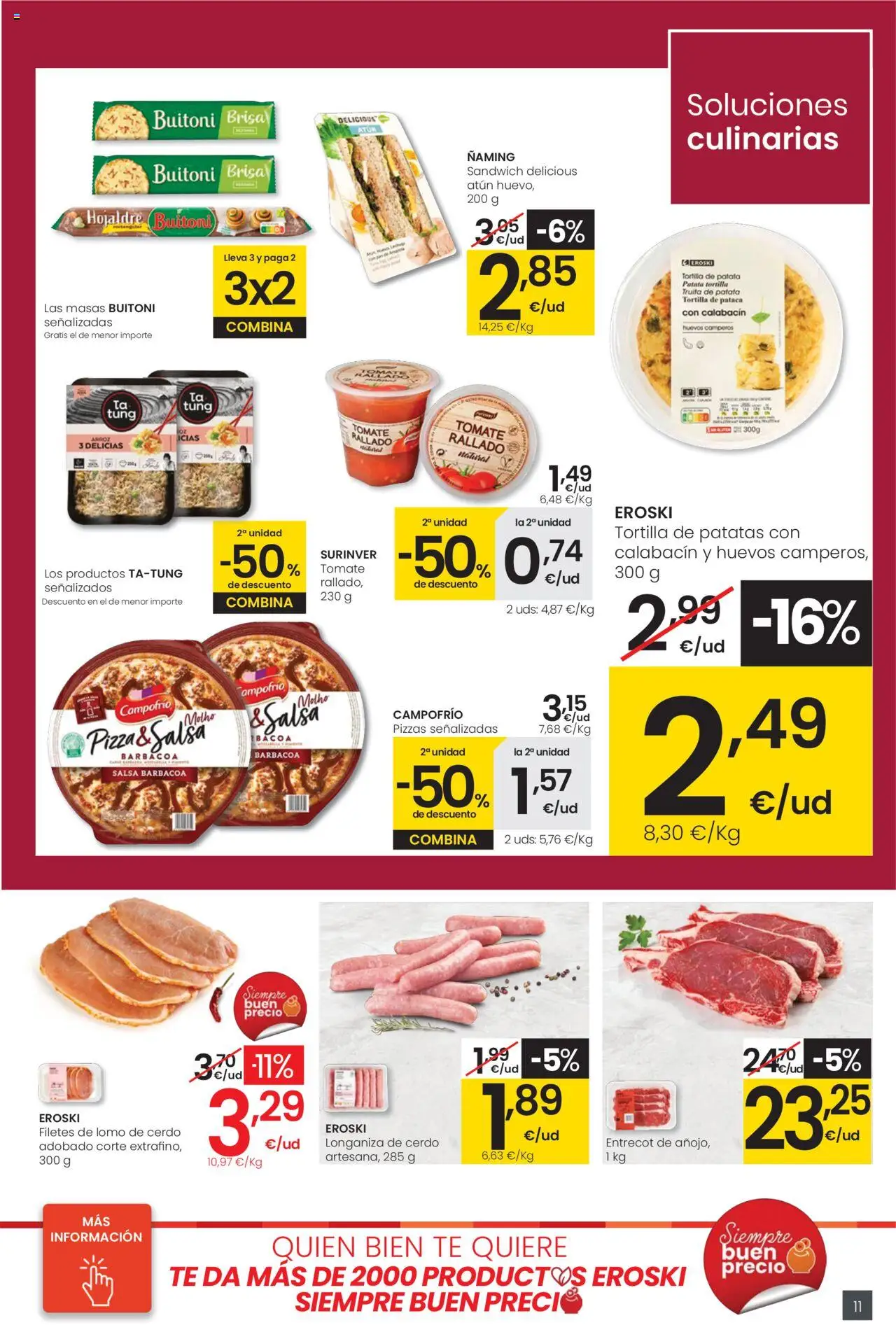 Eroski - Precio más bajo  │ válido desde el 02.10.2025 | Página: 11 | Productos: Calabacín, Cerdo, Arroz, Longaniza
