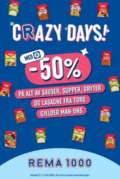 Forhåndsvisning av Rema 1000 Crazy Days gyldig fra 08.02.2026