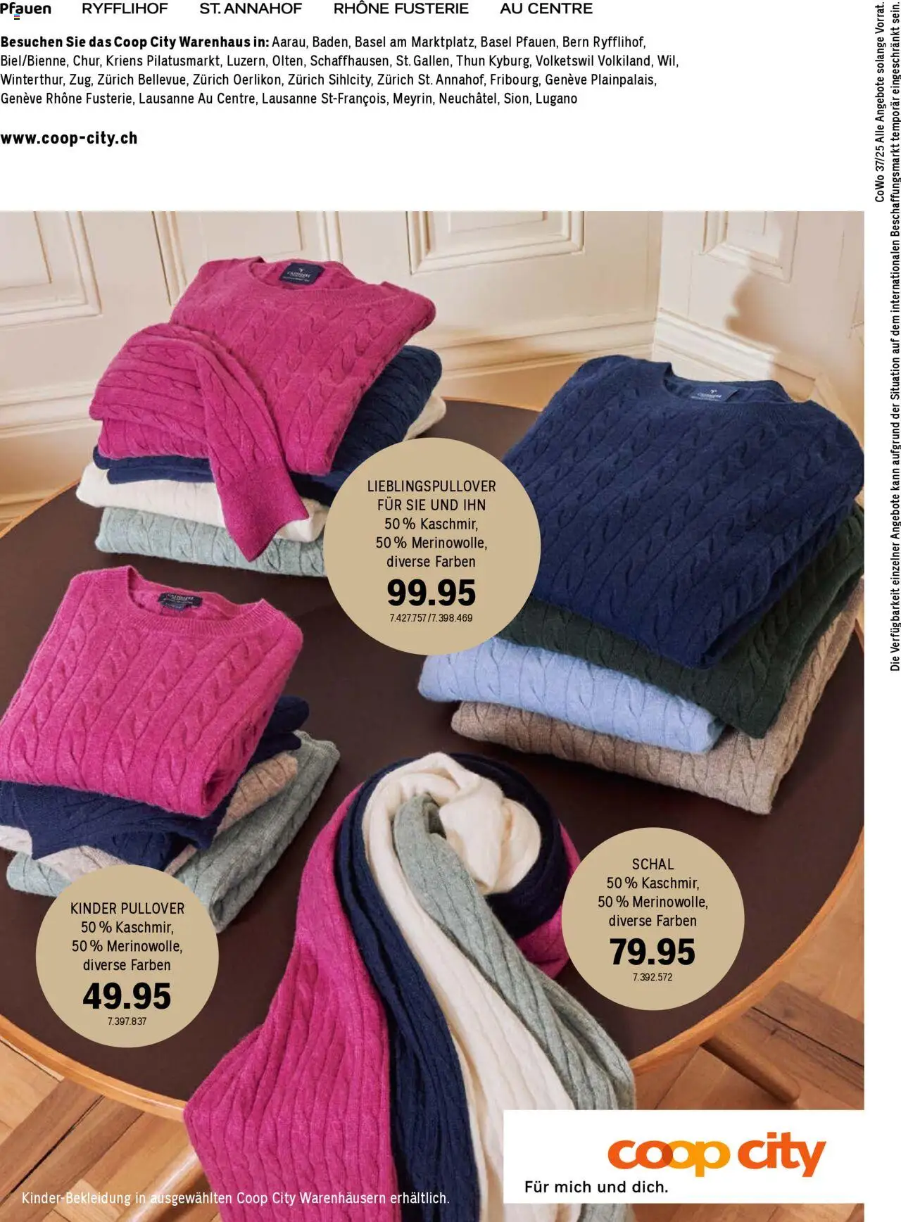 Coop City Aktionen Cashmere Kollektion – gültig ab 01.10.2025 | Seite: 24 | Produkte: Pullover, Schal