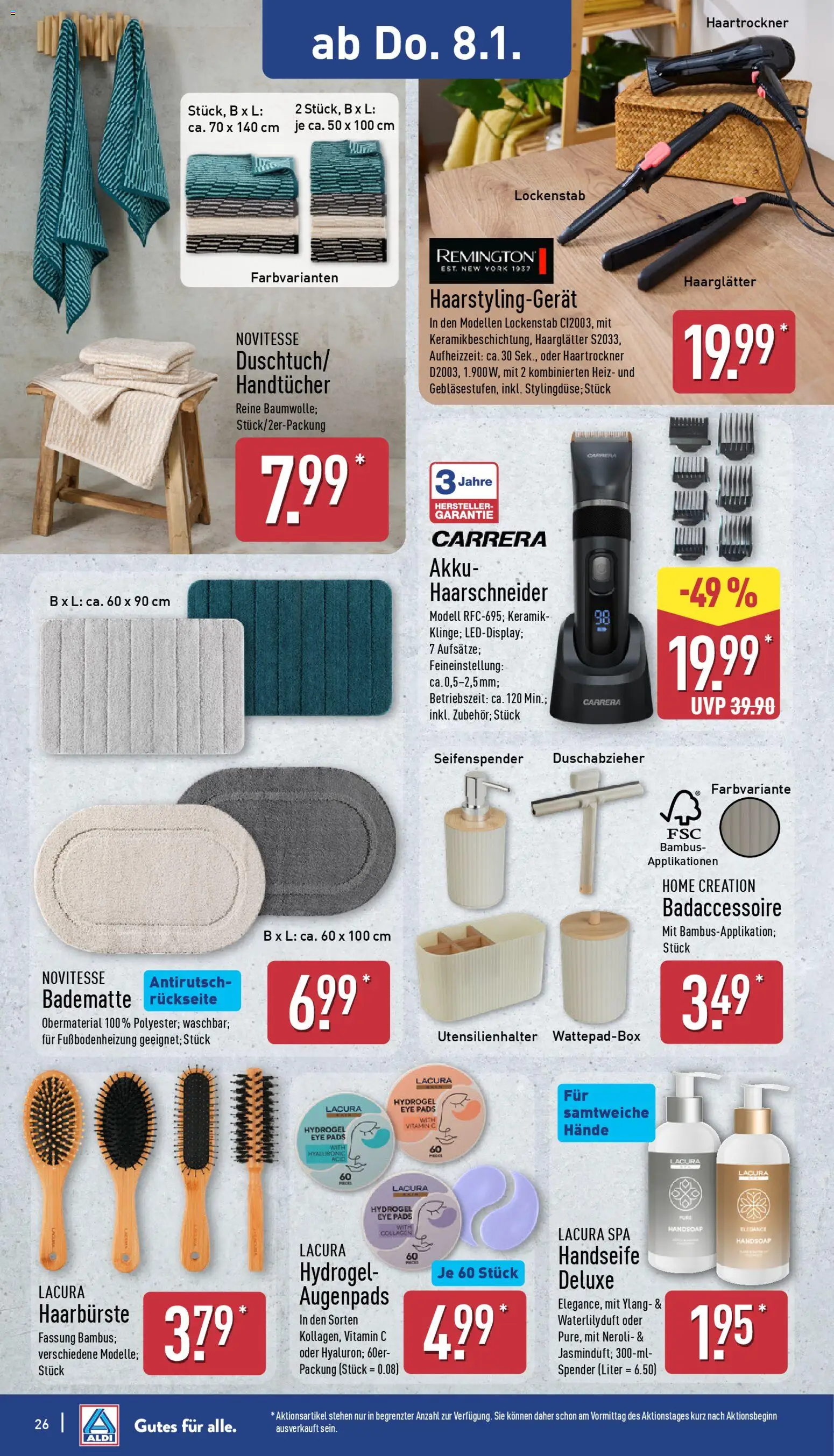 Aldi Prospekt 	 – gültig ab 05.01.2026 | Seite: 26 | Produkte: Lockenstab, Haartrockner, Haarglätter, Seifenspender