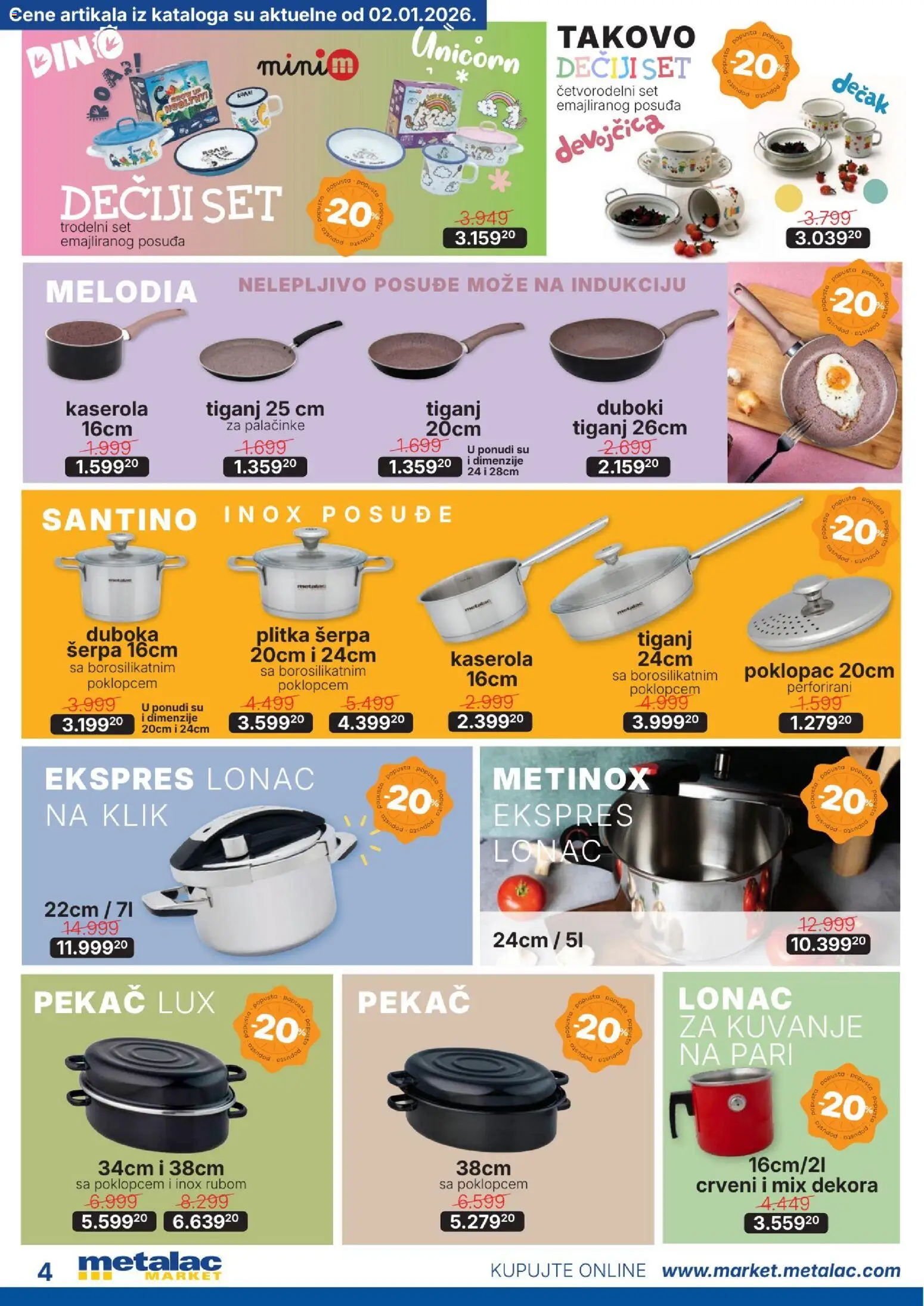 Metalac Market katalog - važi od 01.01.2026 | Strana: 4 | Proizvode: Palačinke, Tiganj, Pekač