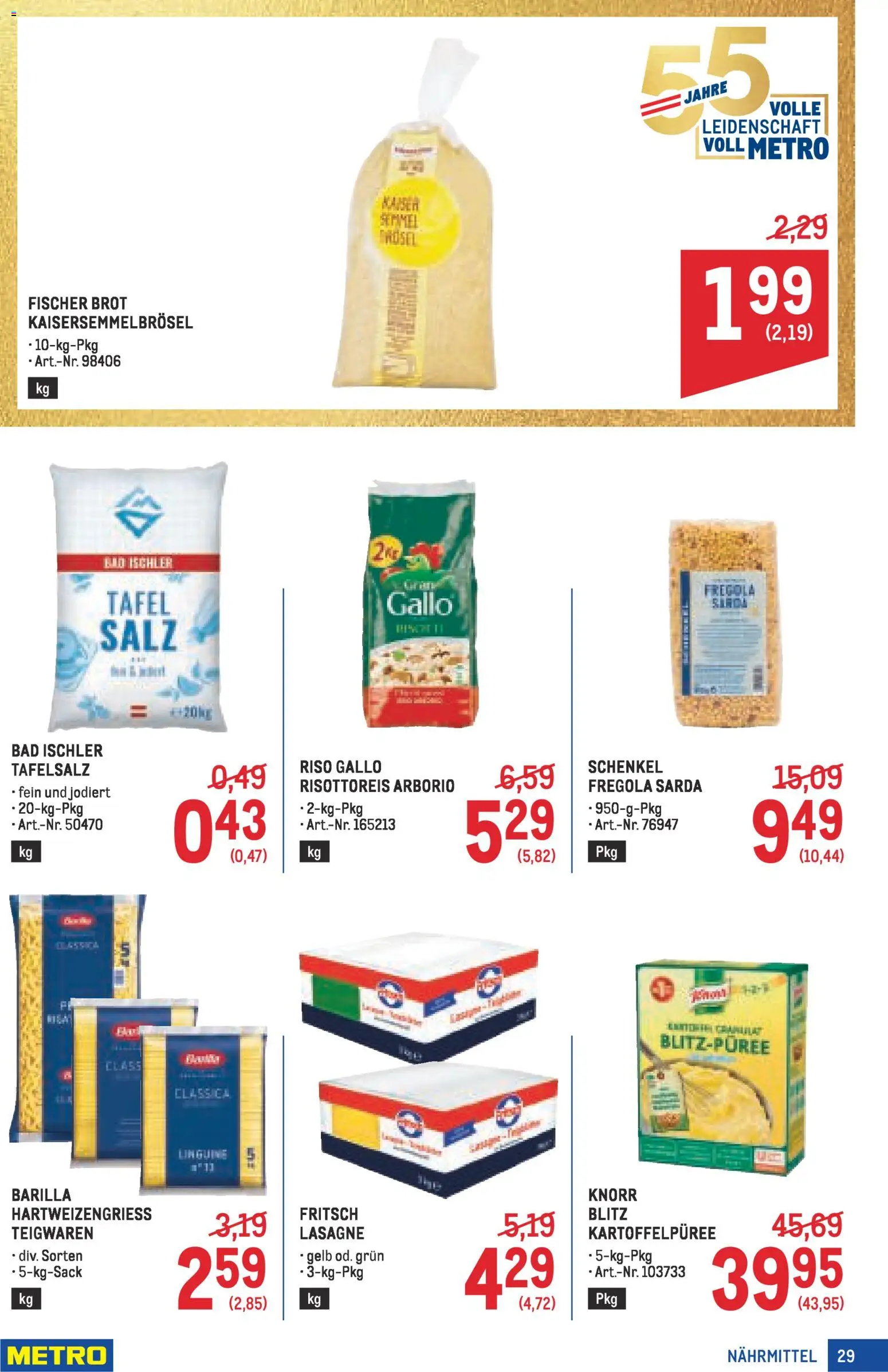 Metro angebote Profi gültig ab 19.02.2026 | Seite: 29 | Produkte: Salz, Bad, Brot