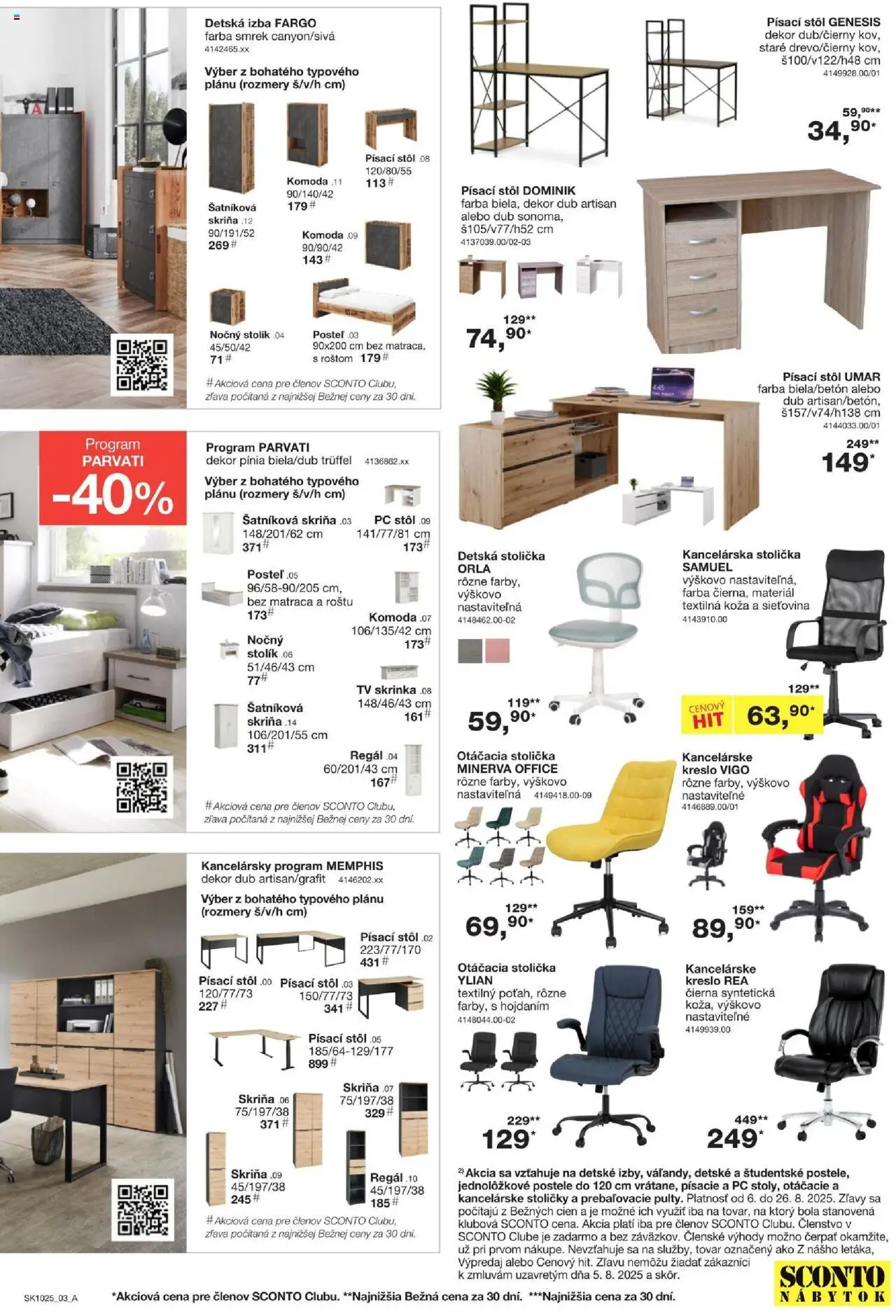 Sconto nábytok leták │ platný od 06.08.2025 | Strana: 3 | Produkty: Nábytok, Kancelárska stolička, Tv, Posteľ