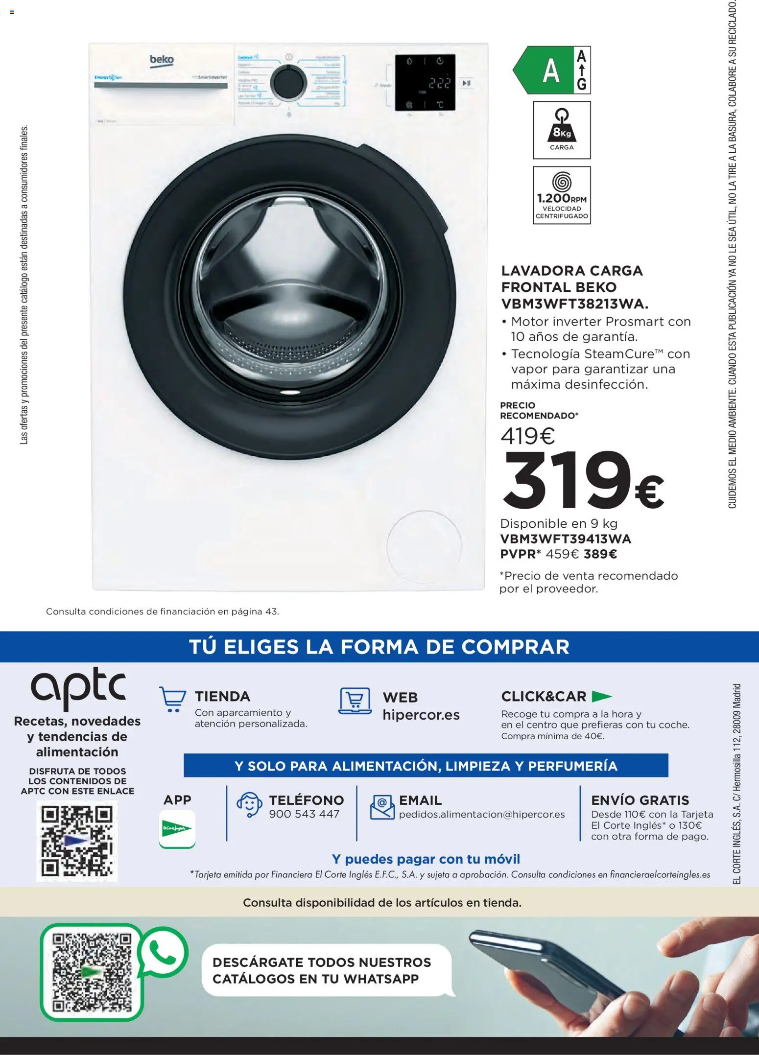 Hipercor catálogo │ válido desde el 26.02.2026 | Página: 54 | Productos: Teléfono, Lavadora