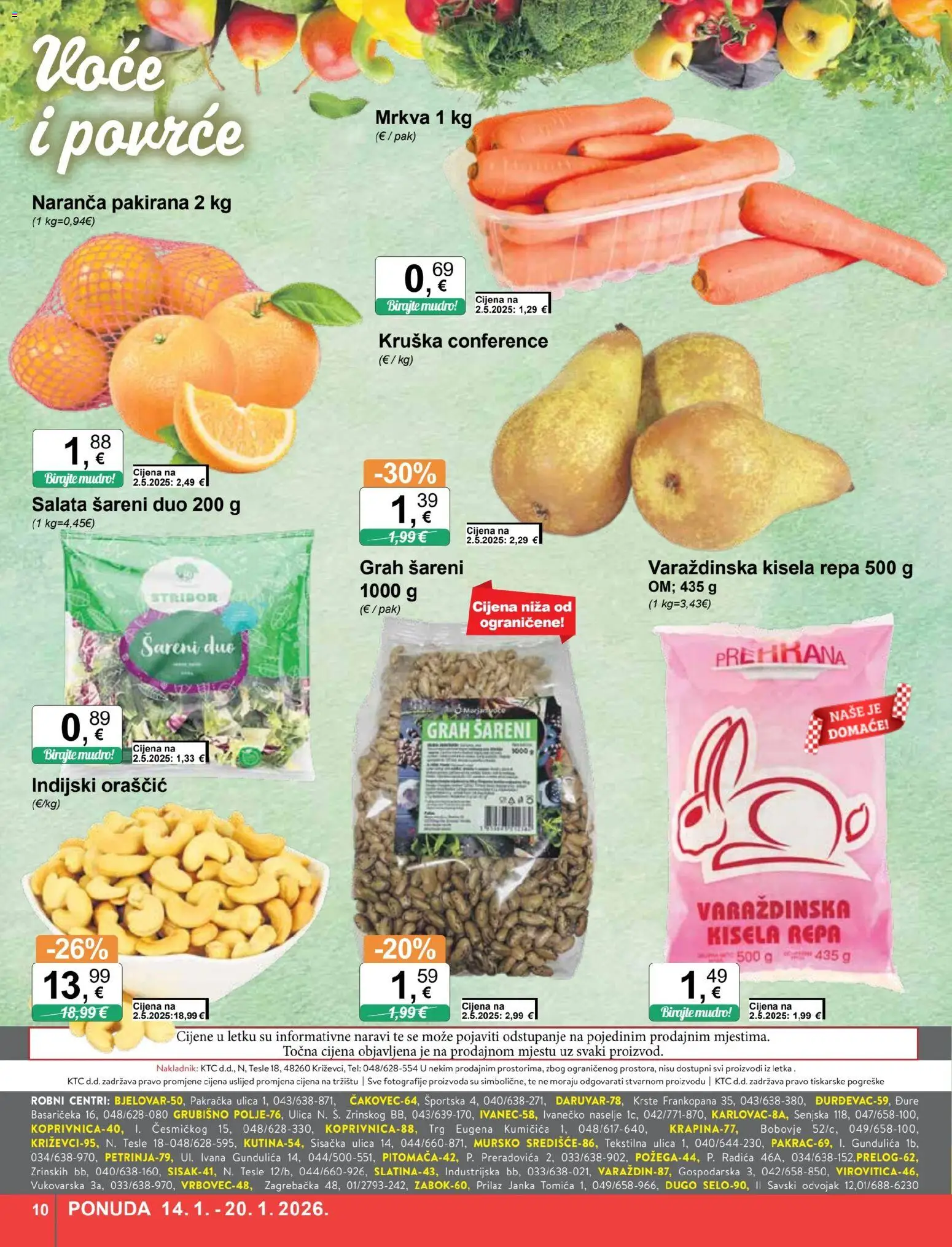 KTC katalog | vrijedi od 14.01.2026 | Stranica: 10 | Proizvodi: Grah, Mrkva, Salata, Voće