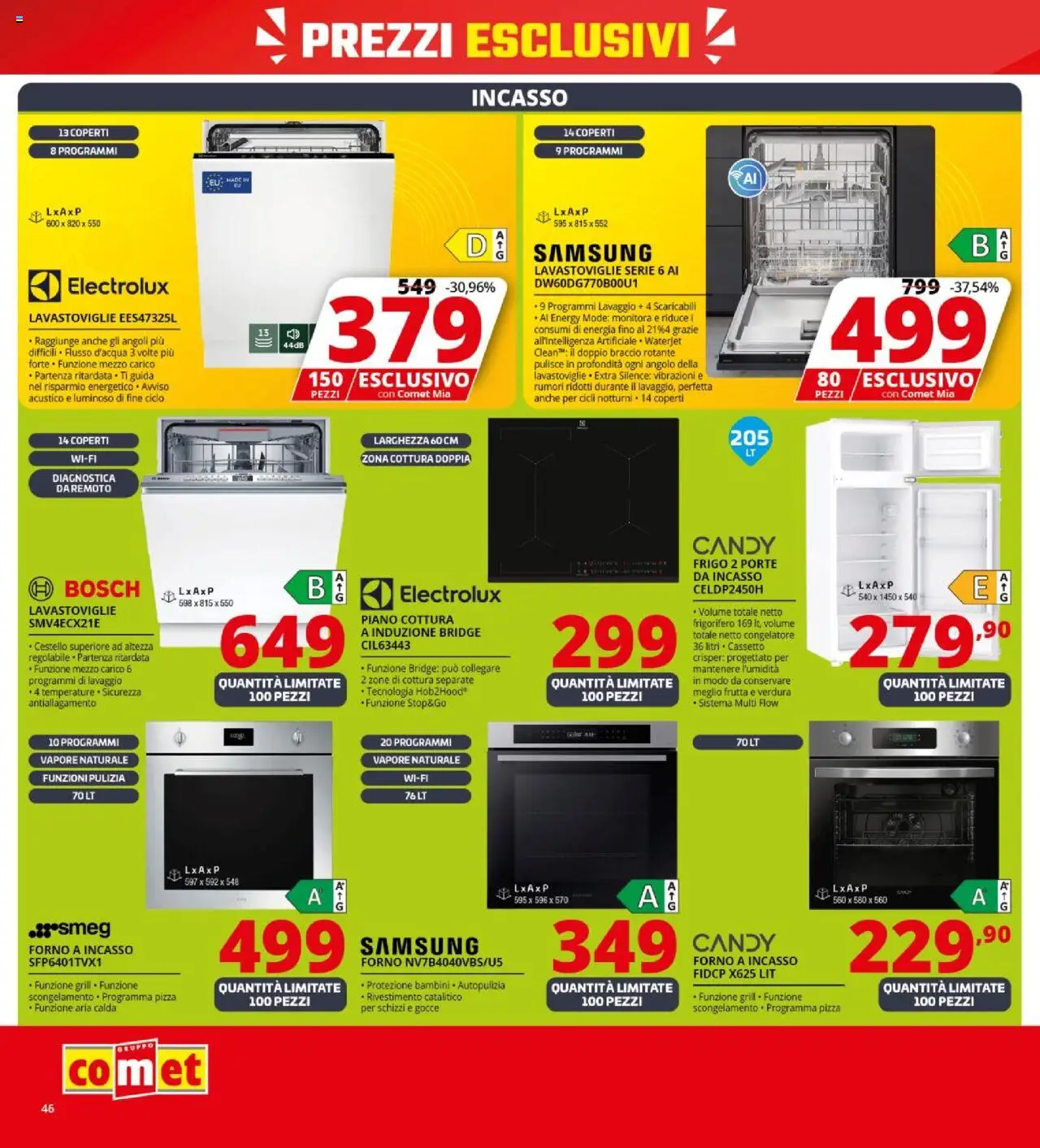 Volantino Comet del 09.10.2025 | Pagina: 46 | Prodotti: Frutta, Lavastoviglie, Forno, Samsung