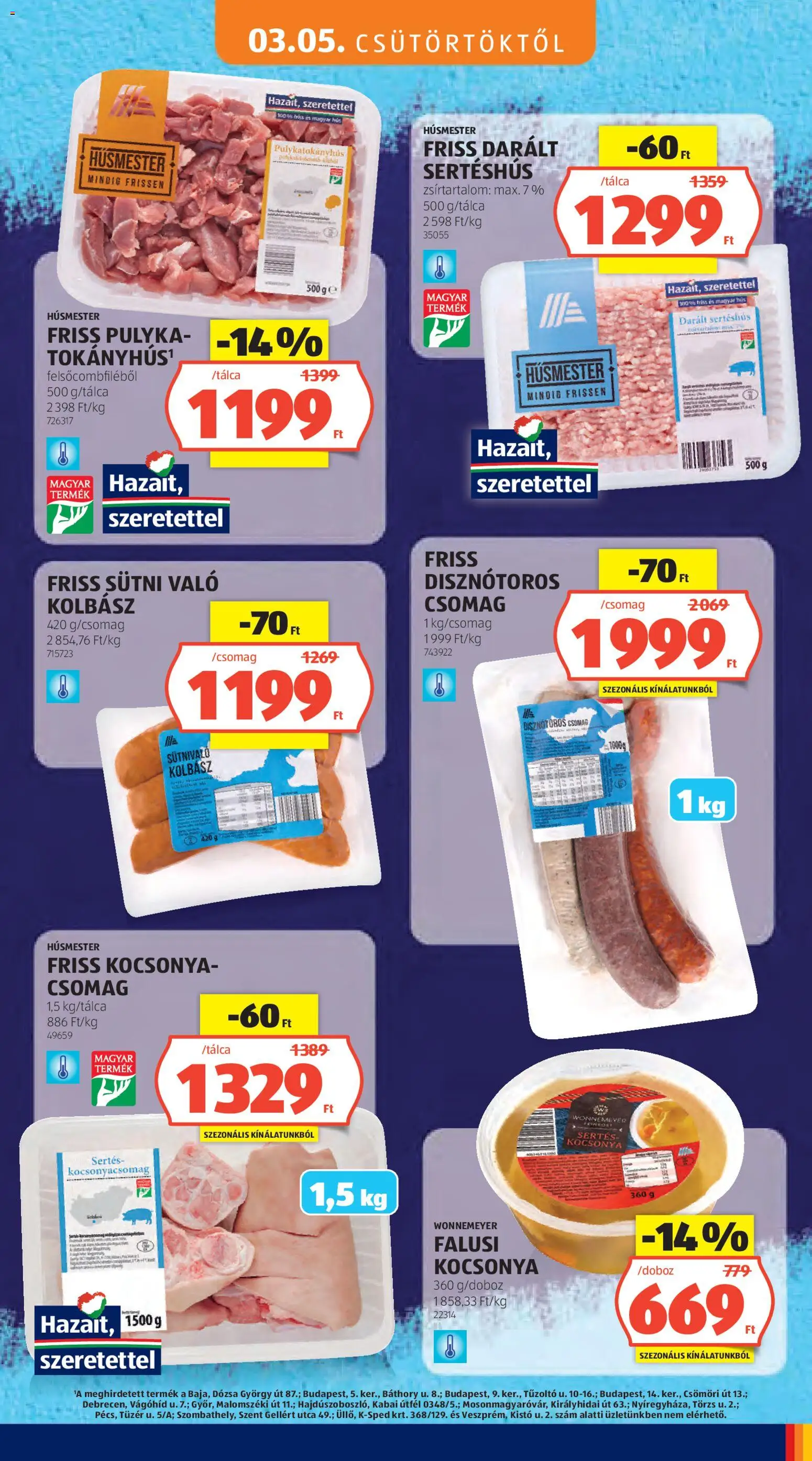 Aldi akciós ujság - amely érvényes a következő dátumtól: 05.03.2026 | Oldal: 7 | Termékek: Kolbász, Darált sertéshús, Sütni való kolbász, Sertéshús