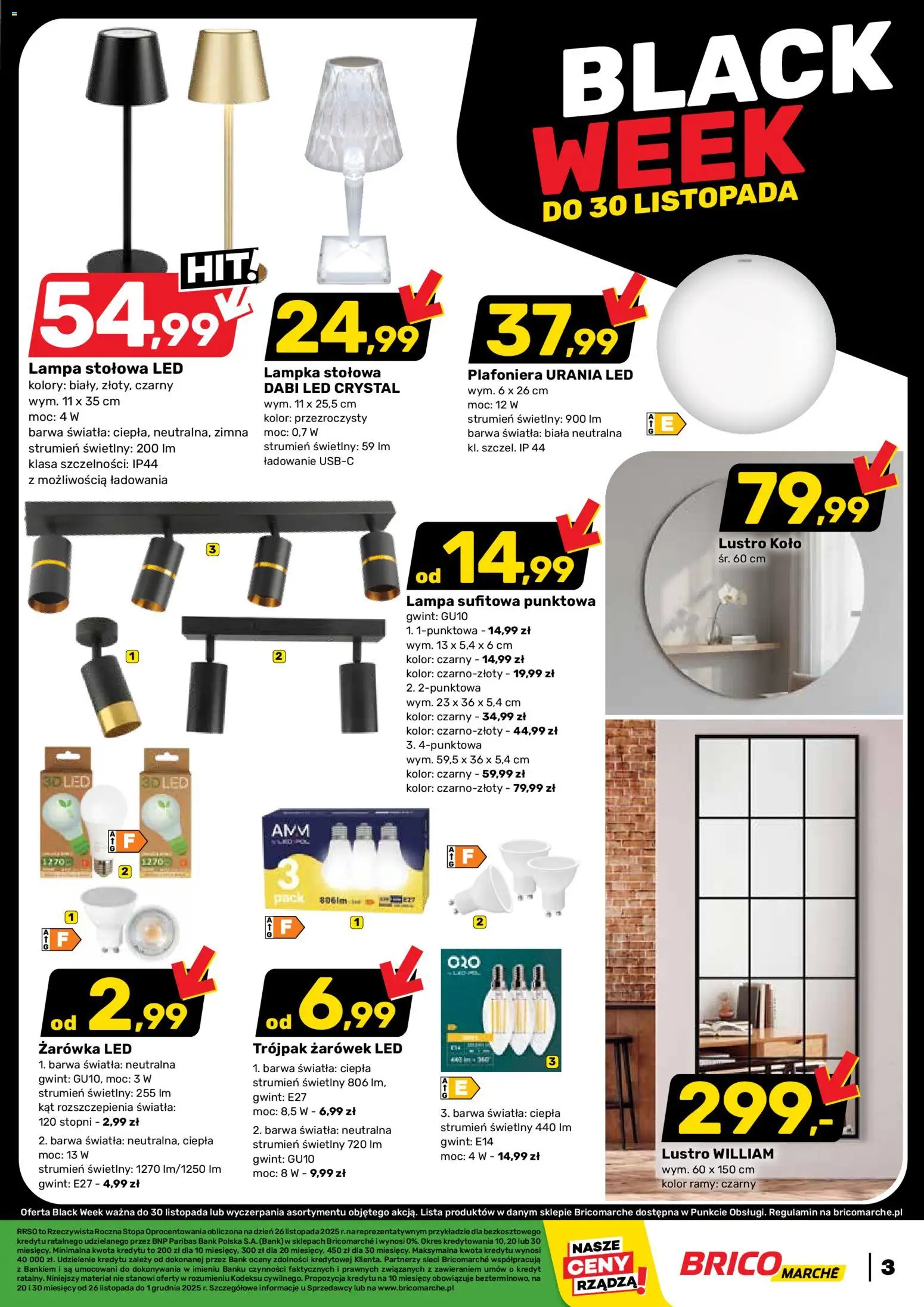 Brico Marché Black Friday od 26.11.2025 | Strona: 3 | Produkty: Lustro, Lampa